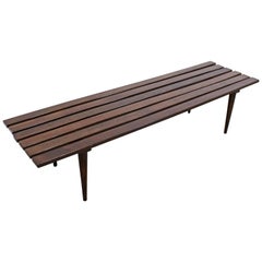 Mid-Century Modern Walnut Slat Bench Coffee Table