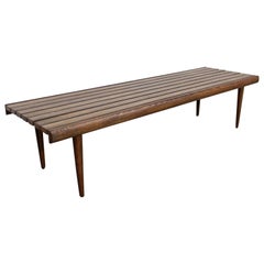 Mid-Century Modern Walnut Slat Bench Coffee Table