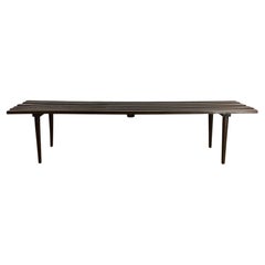 Mid Century Modern Walnut Slat Bench Coffee Table