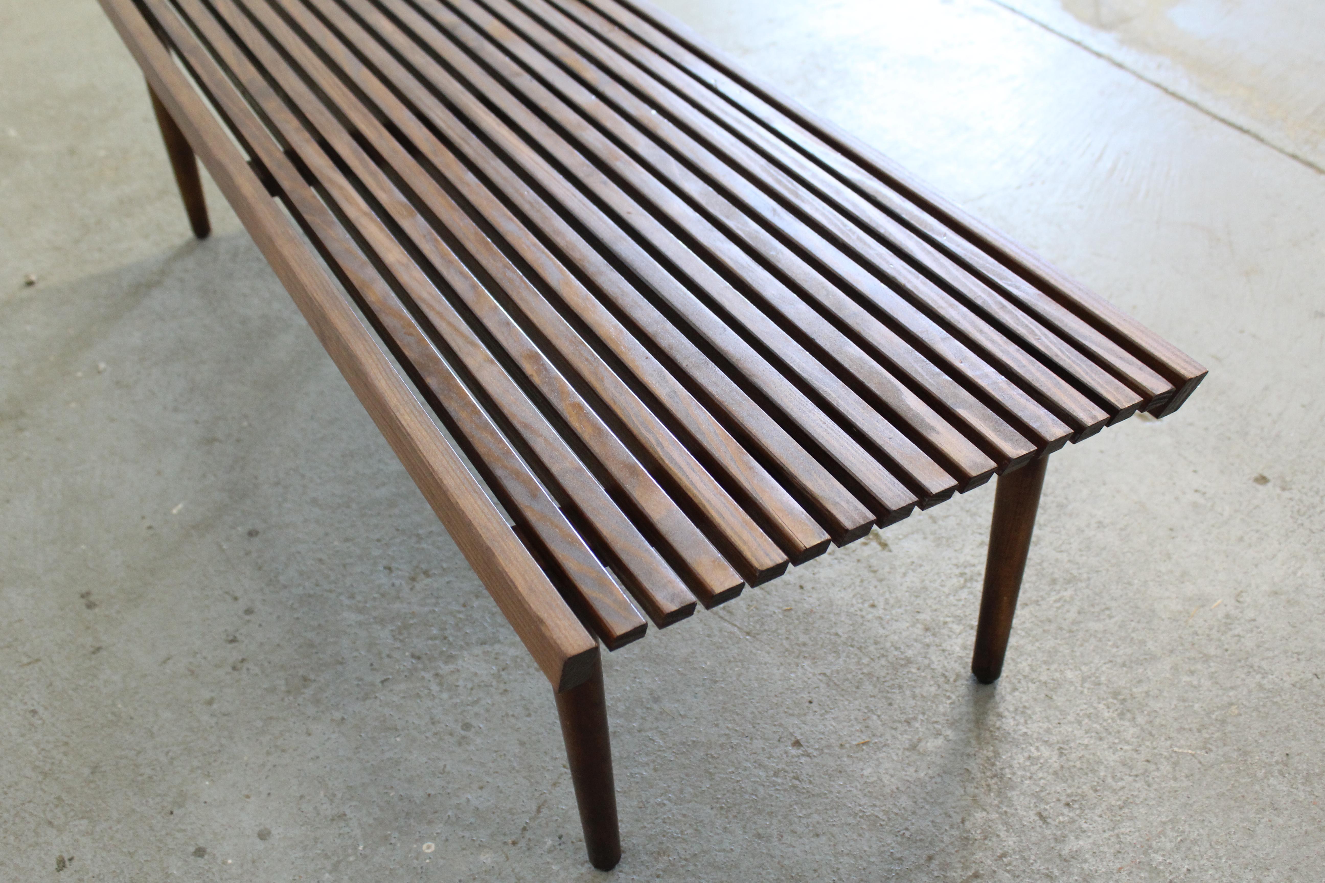 20th Century Mid-Century Modern Walnut Slat Bench End/Coffee Table