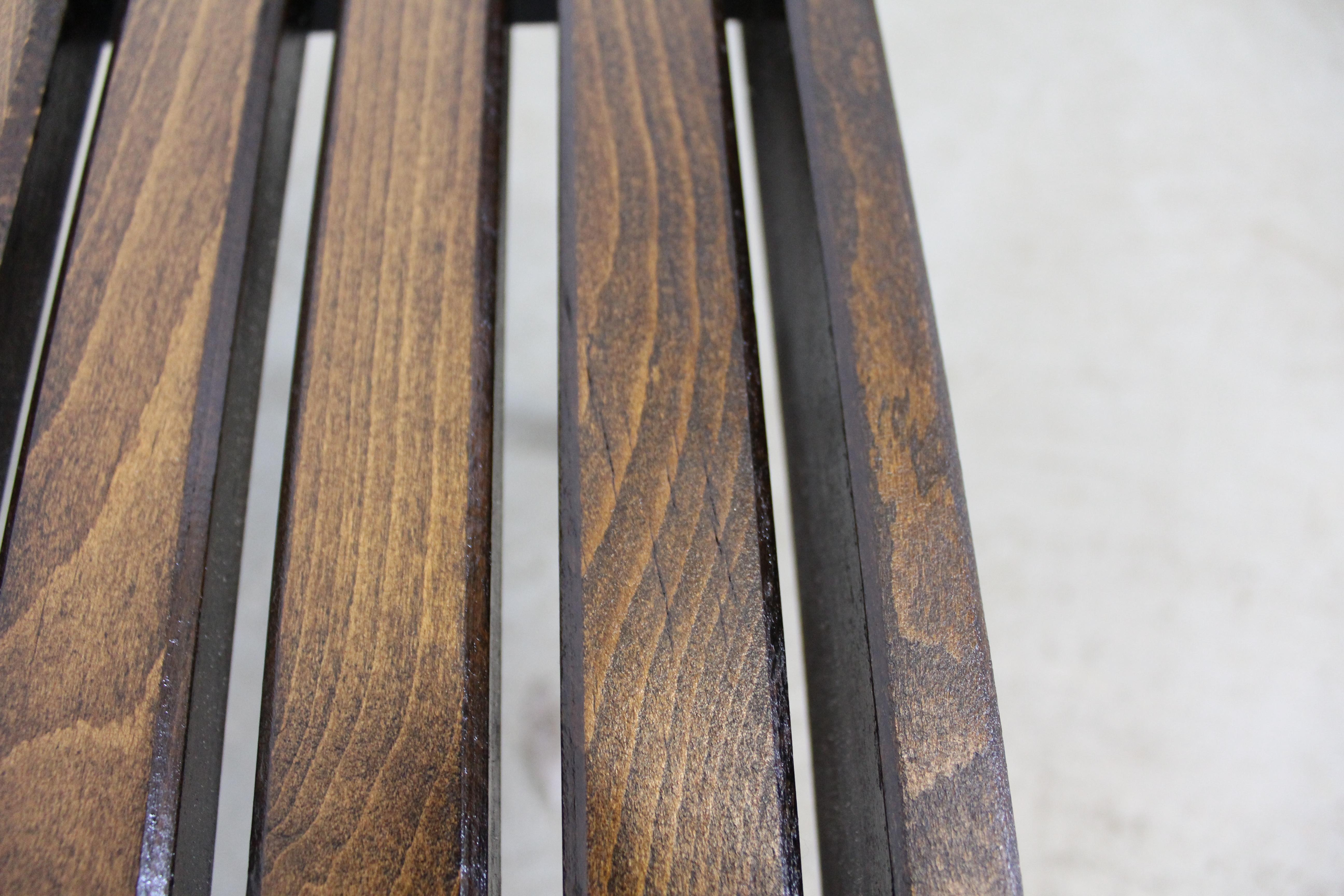 Mid-Century Modern Walnut Slat Bench End/Side Table 5