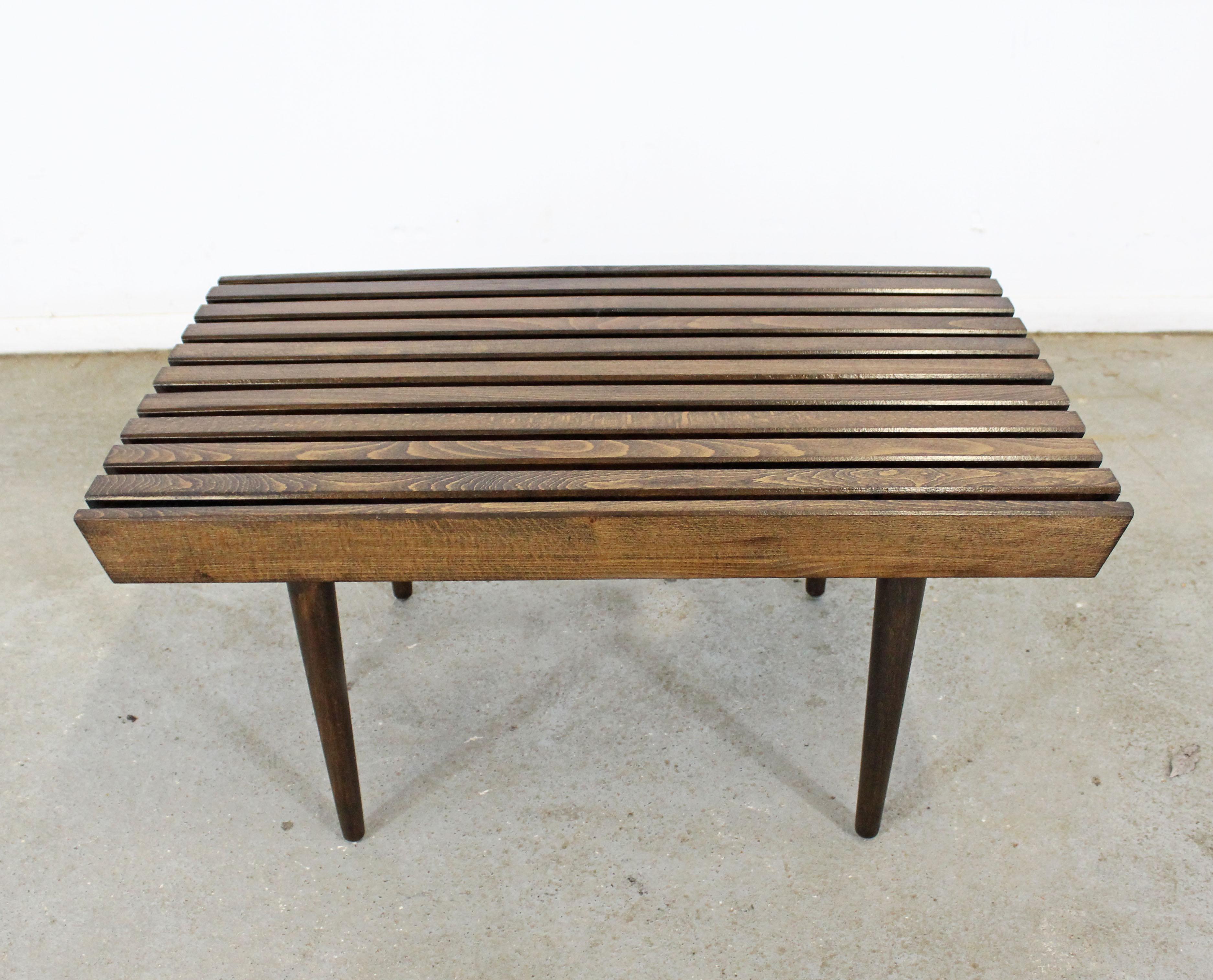 American Mid-Century Modern Walnut Slat Bench End/Side Table