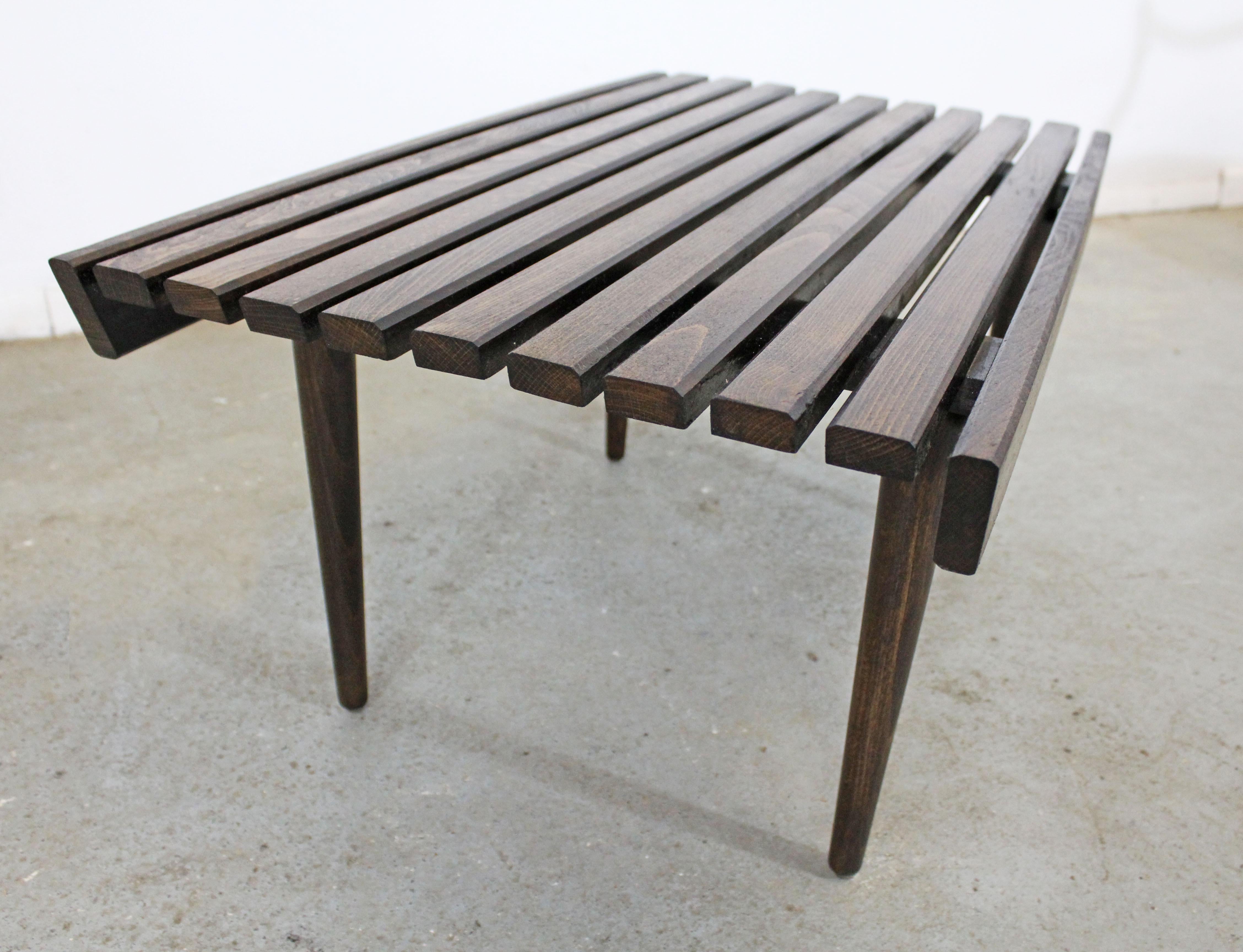 20th Century Mid-Century Modern Walnut Slat Bench End/Side Table