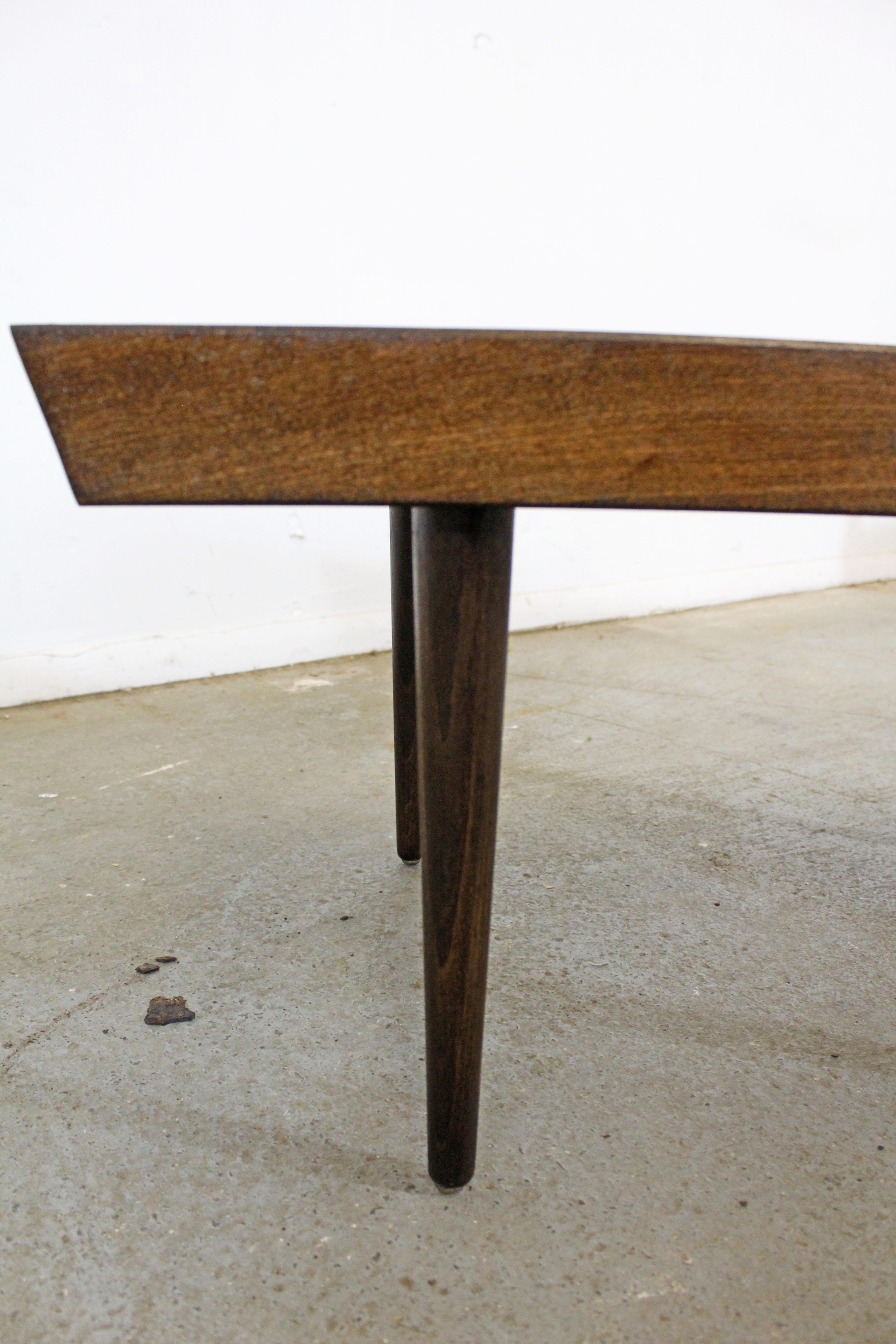 Mid-Century Modern Walnut Slat Bench End/Side Table 3