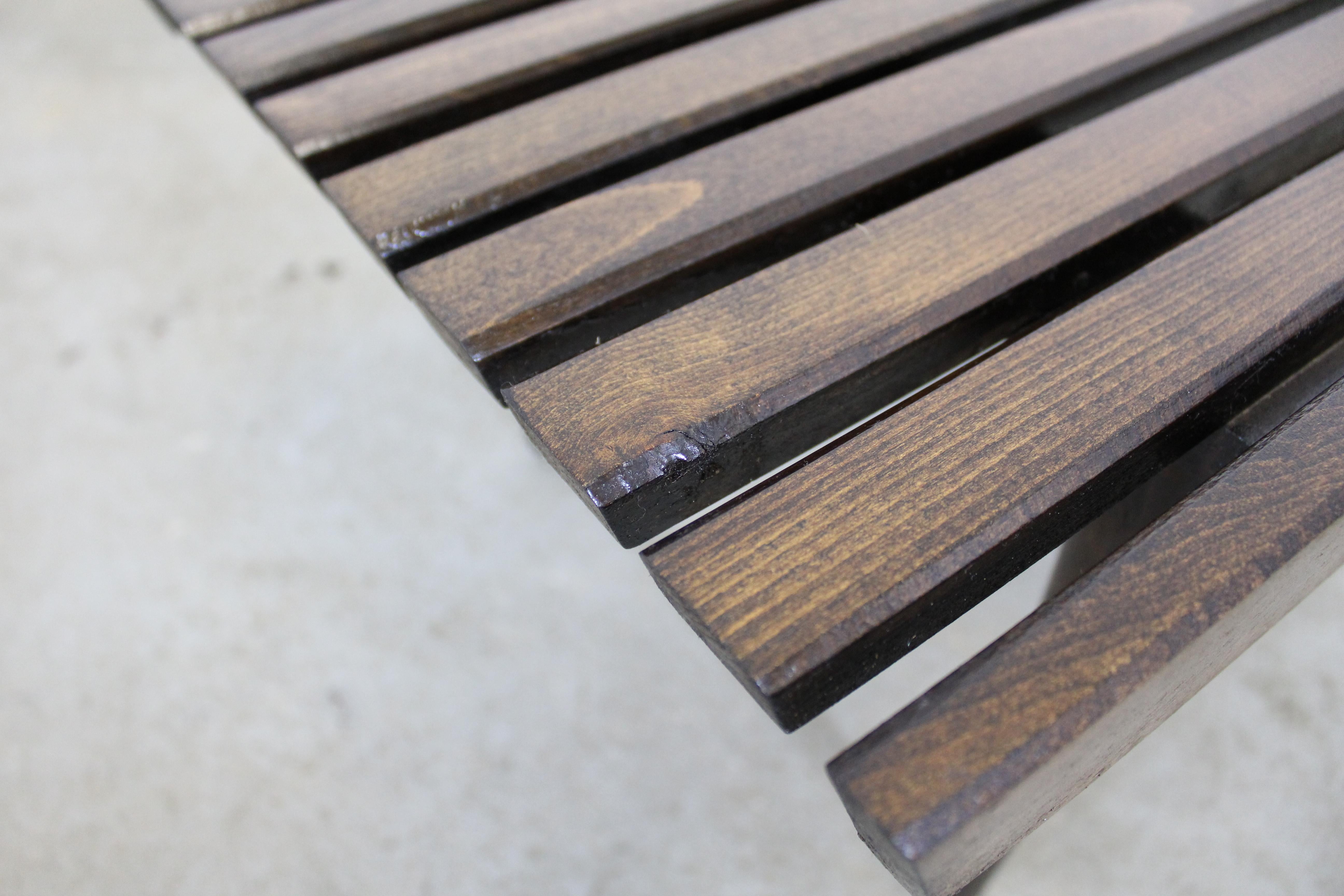 Mid-Century Modern Walnut Slat Bench End/Side Table 4