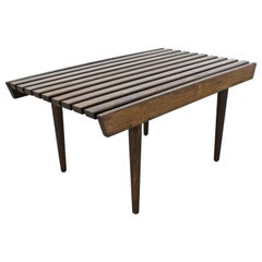 Mid-Century Modern Walnut Slat Bench End/Side Table