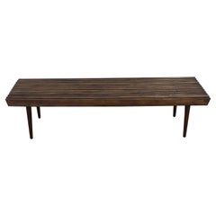 Mid-Century Modern Walnut Slat Bench End/Side Table