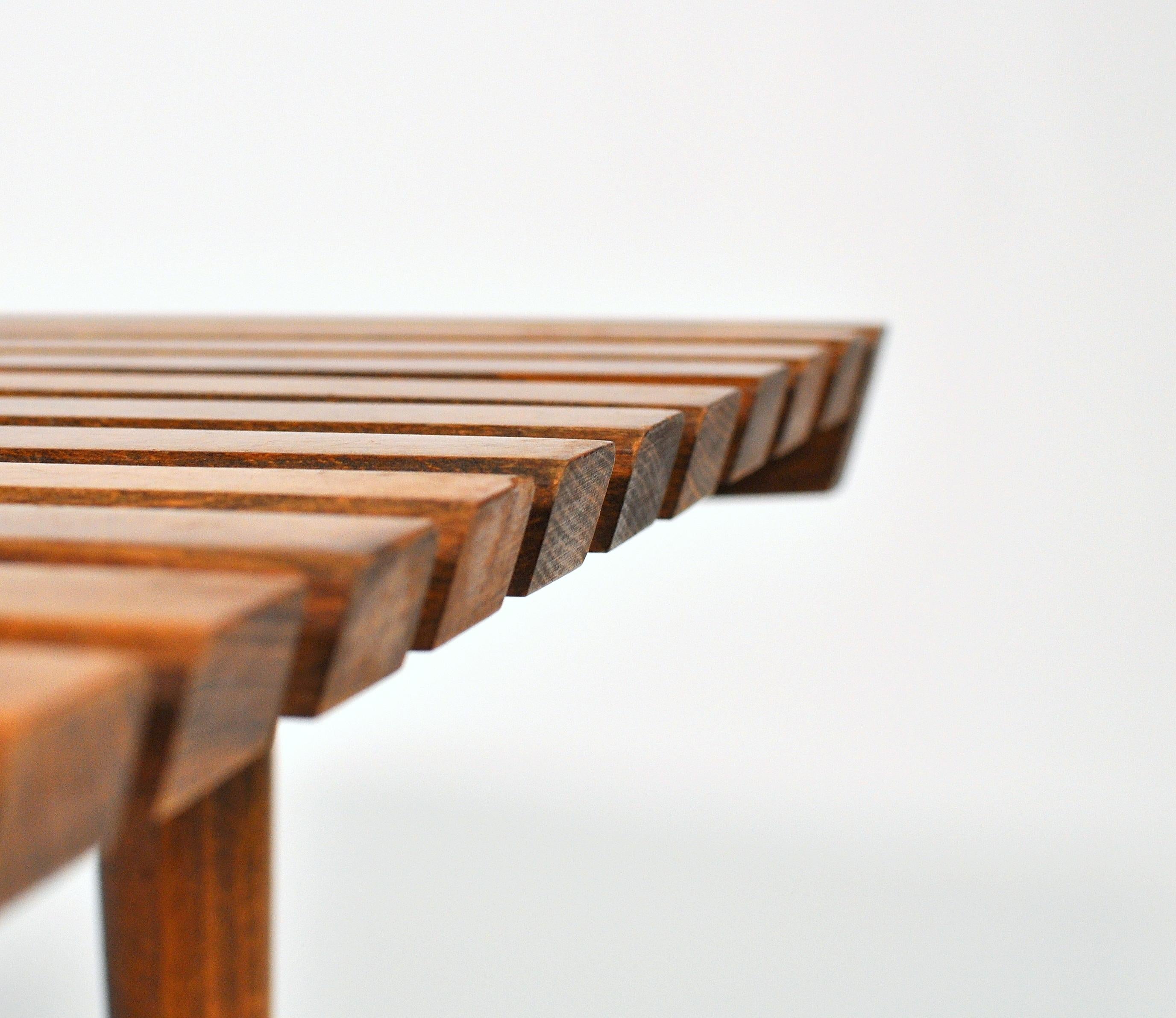 Mid-Century Modern Walnut Slat Bench 2