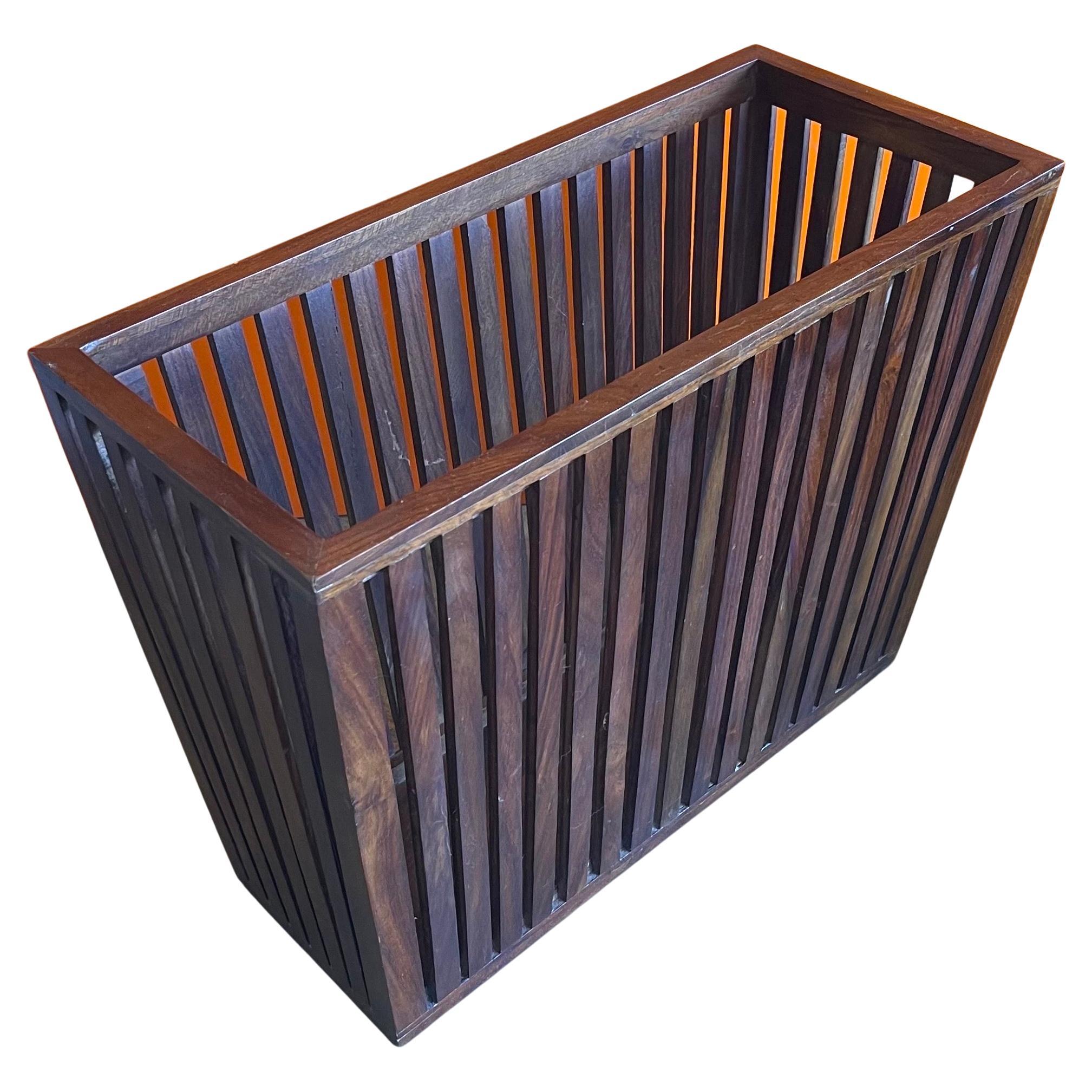 Mid-Century Modern Walnut Slat Magazine Holder For Sale 9