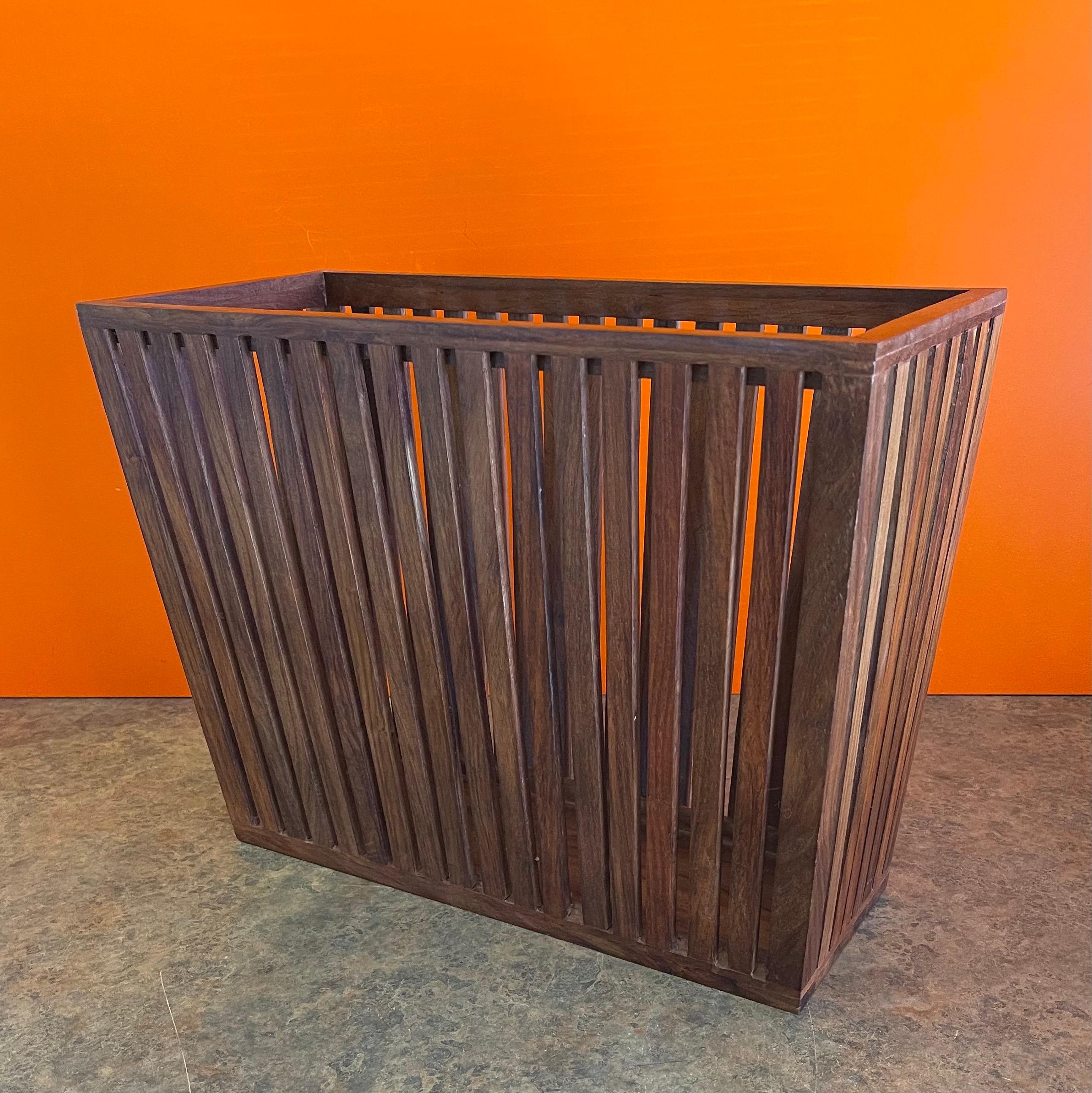 North American Mid-Century Modern Walnut Slat Magazine Holder For Sale