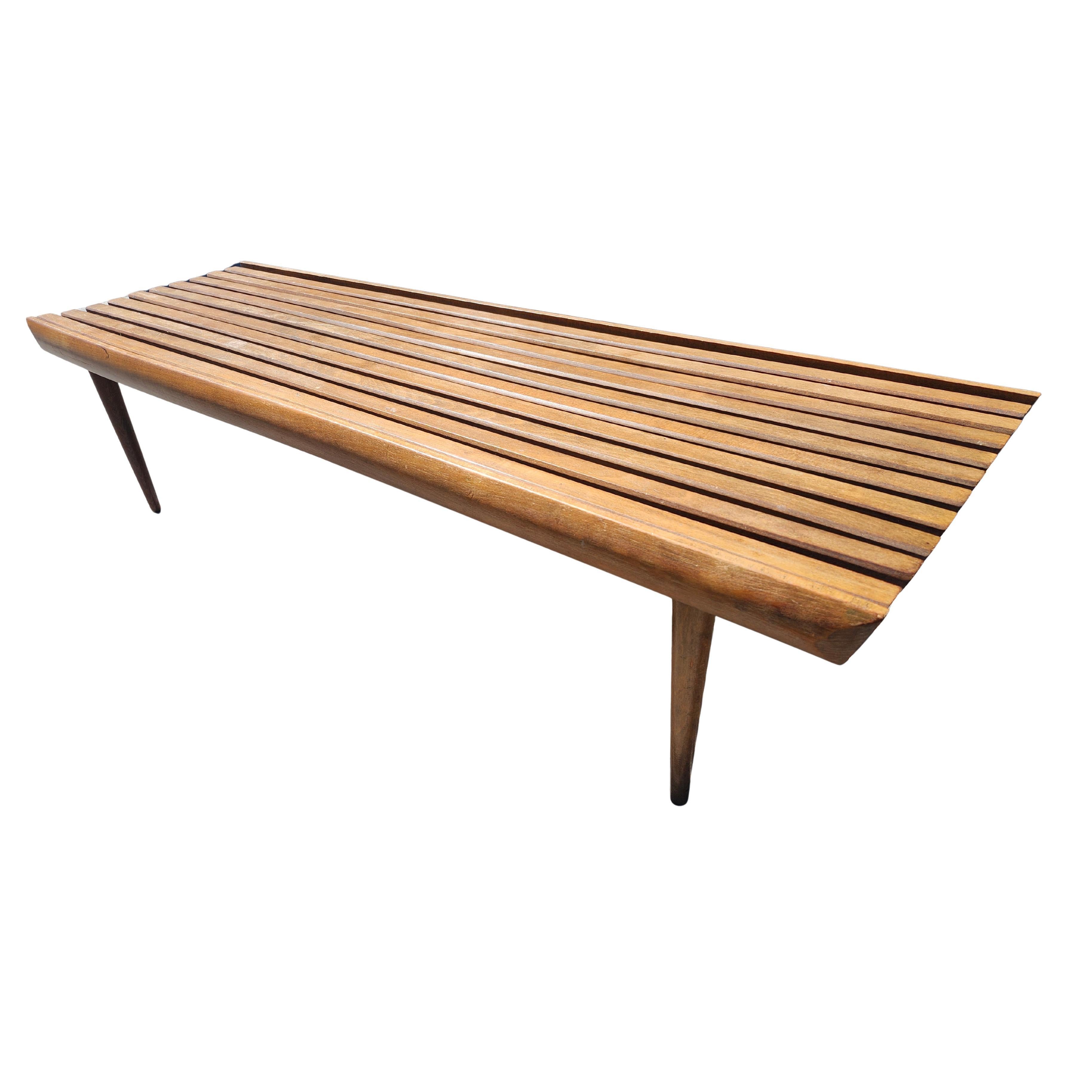 American Mid-Century Modern Walnut Slatted Cocktail Table or Bench style of George Nelson For Sale
