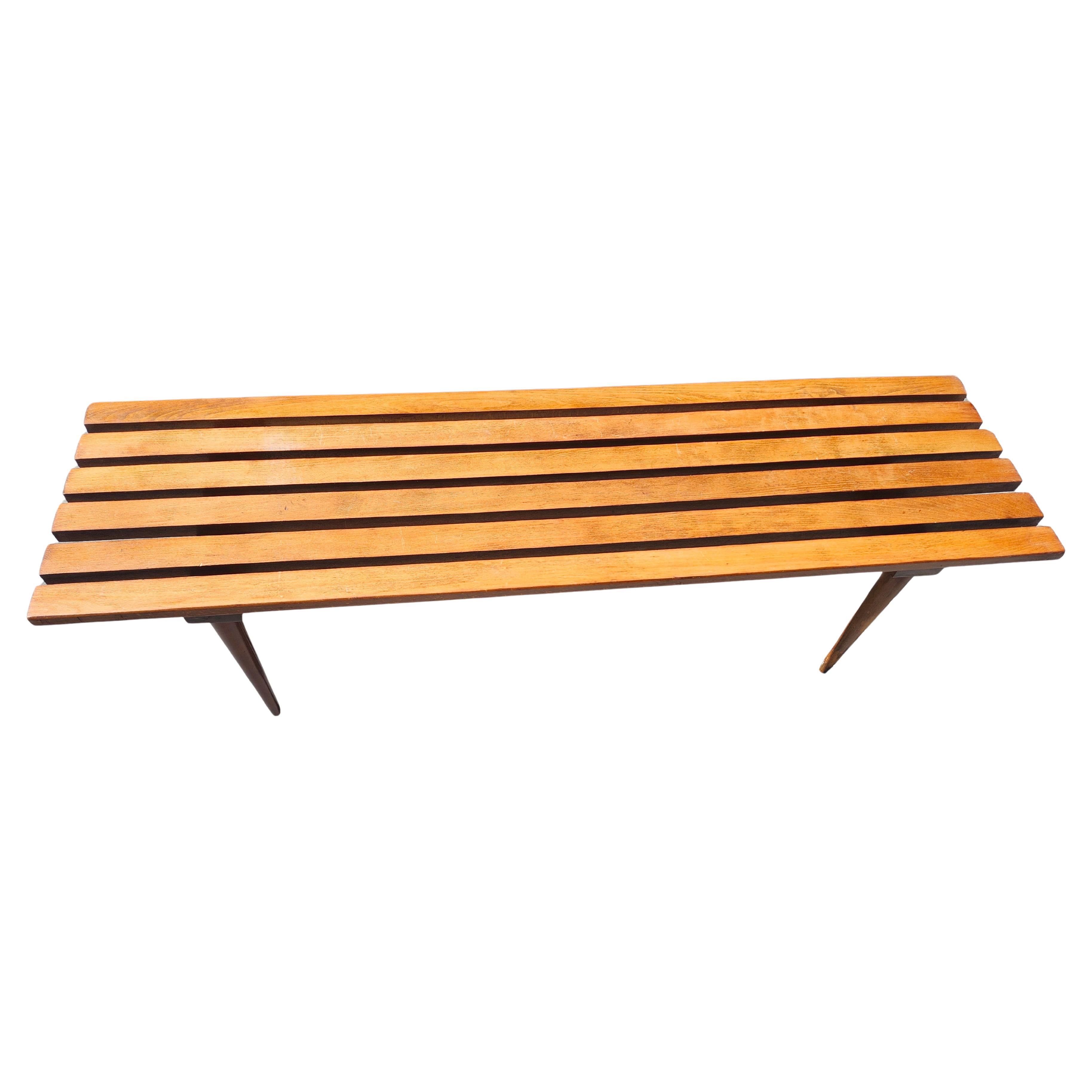 Mid-Century Modern Walnut Slatted Cocktail Table or Bench style of George Nelson In Good Condition For Sale In Port Jervis, NY