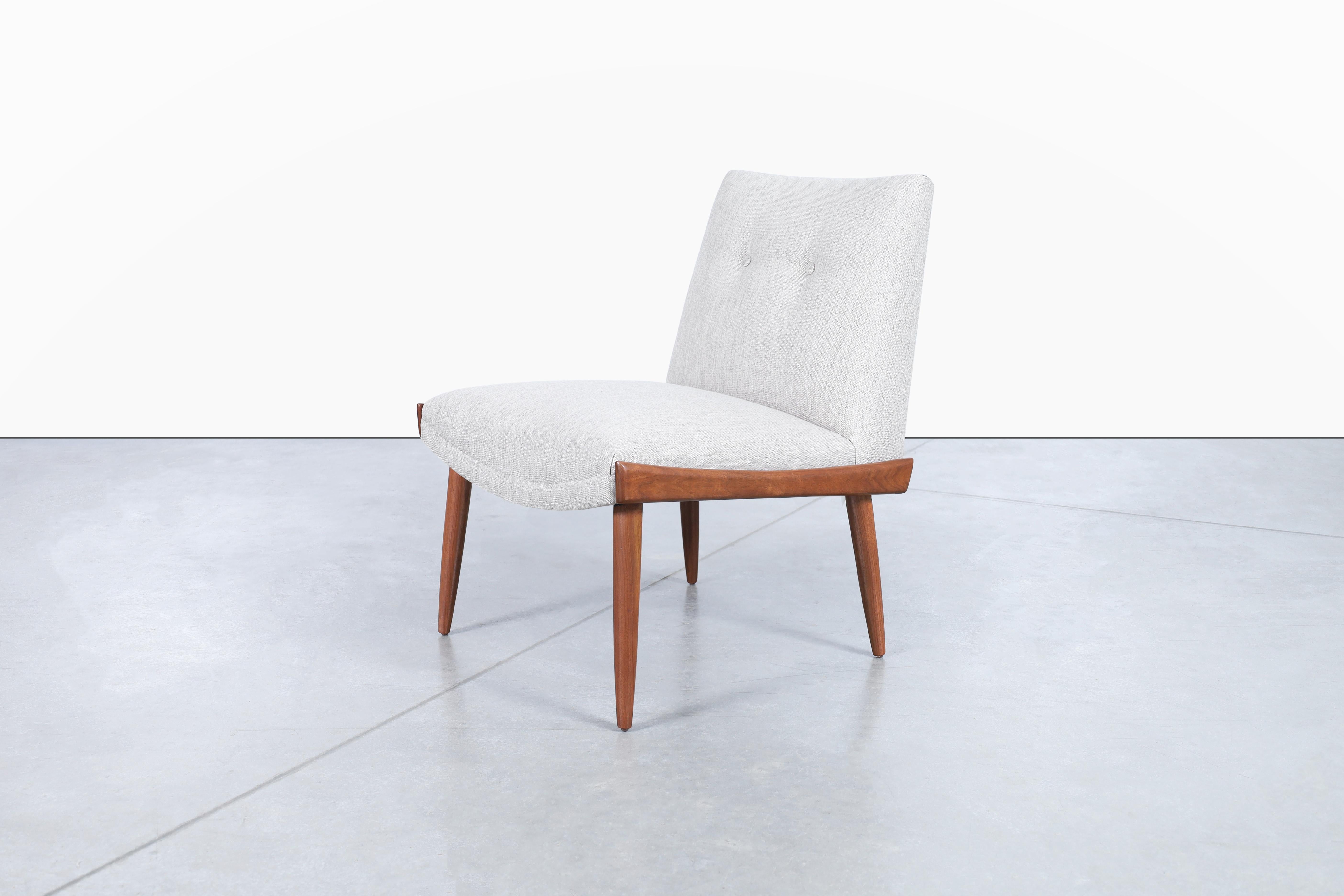 Mid-20th Century Mid-Century Modern Walnut Slipper Chairs by Kroehler For Sale