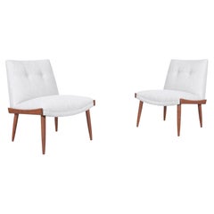 Mid-Century Modern Walnut Slipper Chairs by Kroehler