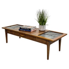 Tavolino da caffè in noce e vetro fumé del Century Furniture Co.