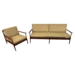 Mid-Century Modern Walnut Sofa & Arm Chair - Refinished!