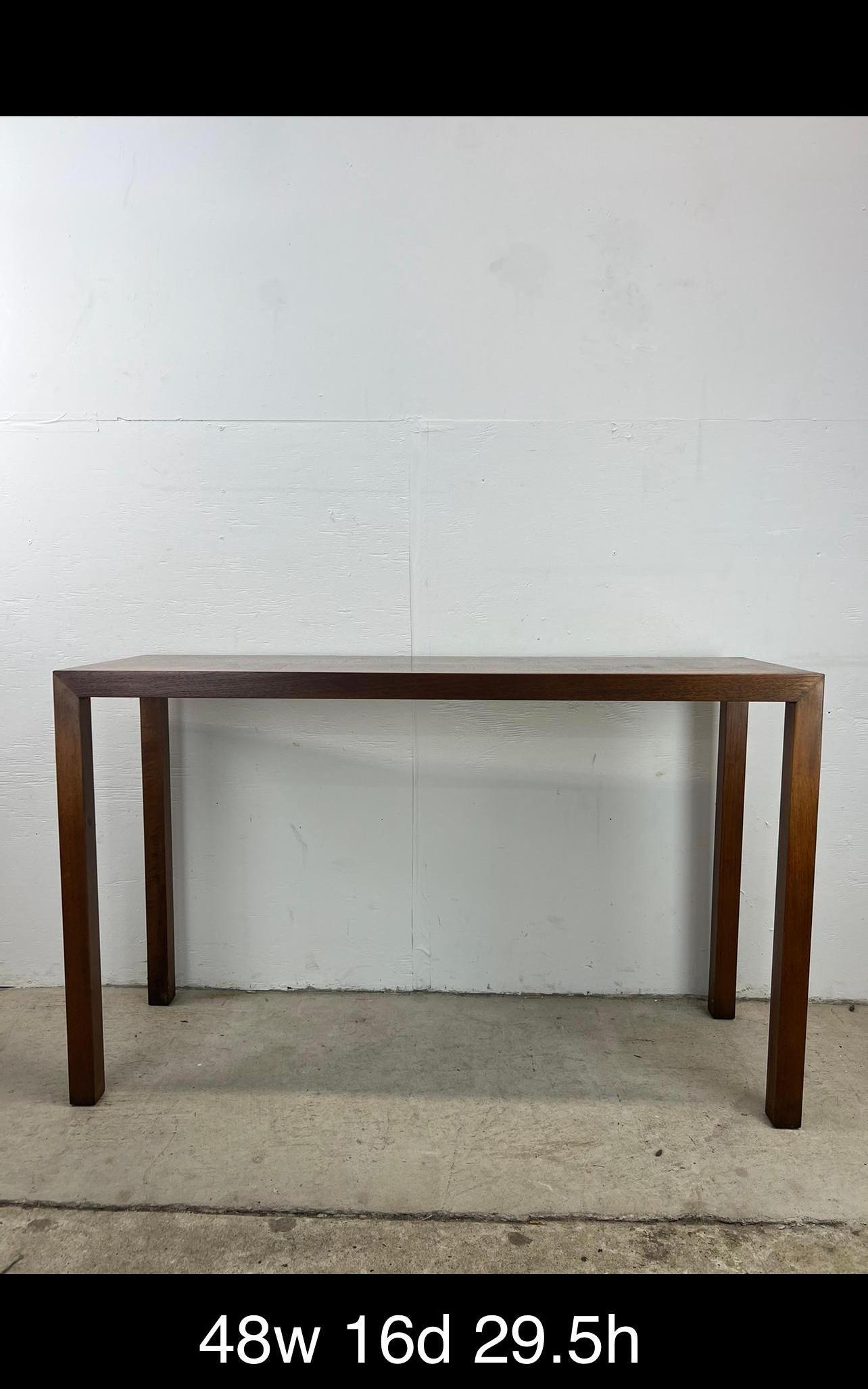 Mid Century Modern Walnut Sofa Console Table by Lane Furniture For Sale 4