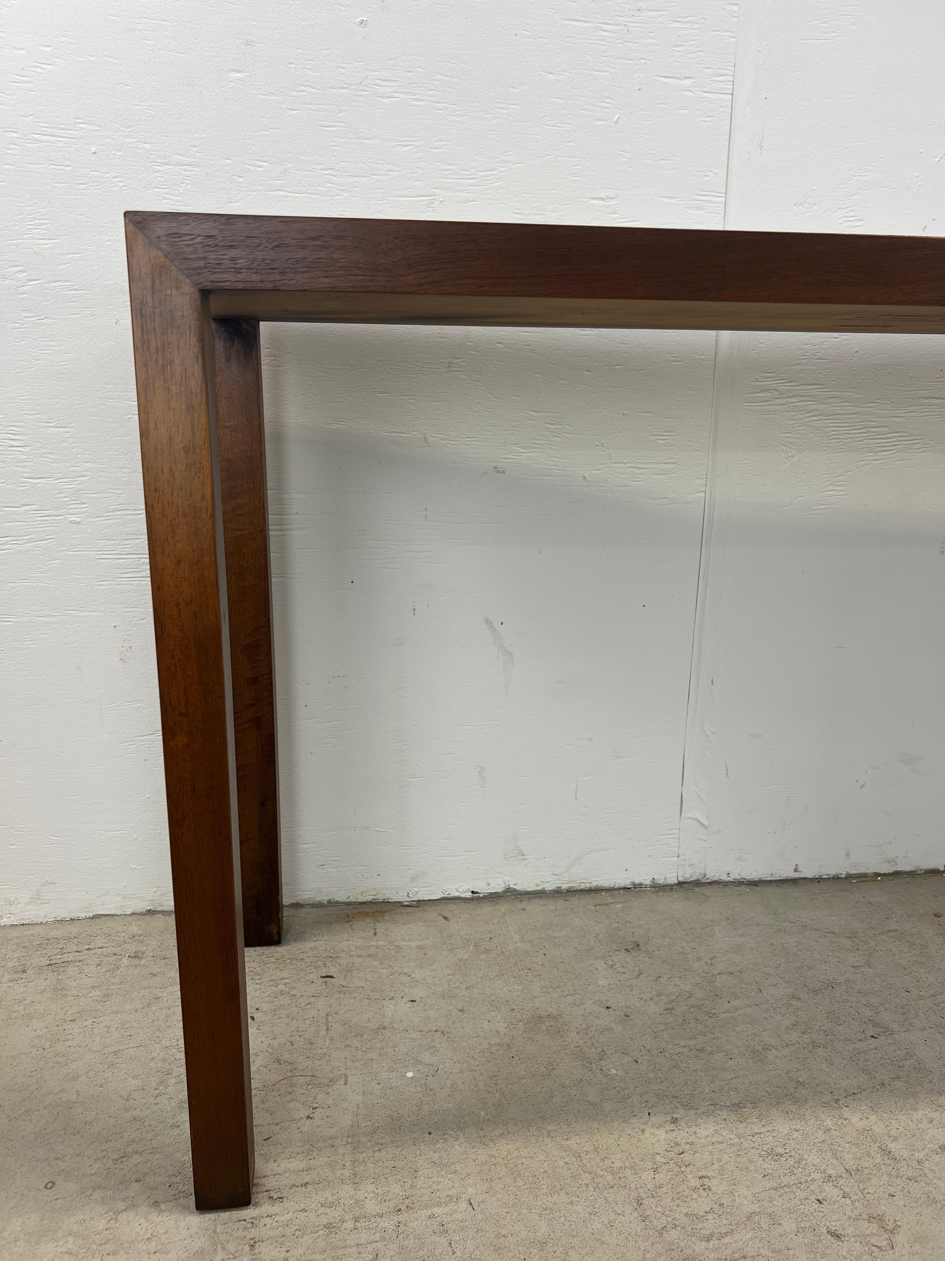 Mid Century Modern Walnut Sofa Console Table by Lane Furniture For Sale 1