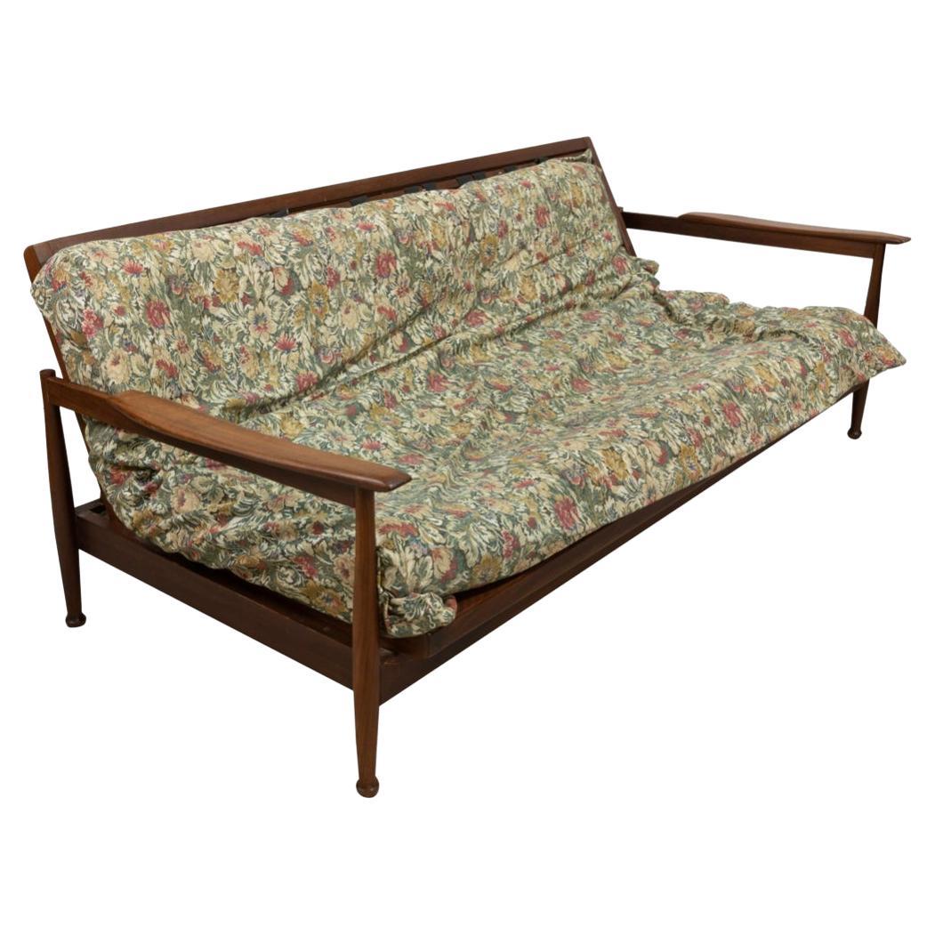 Mid-Century Modern Walnut Sofa Daybed with Cushion
