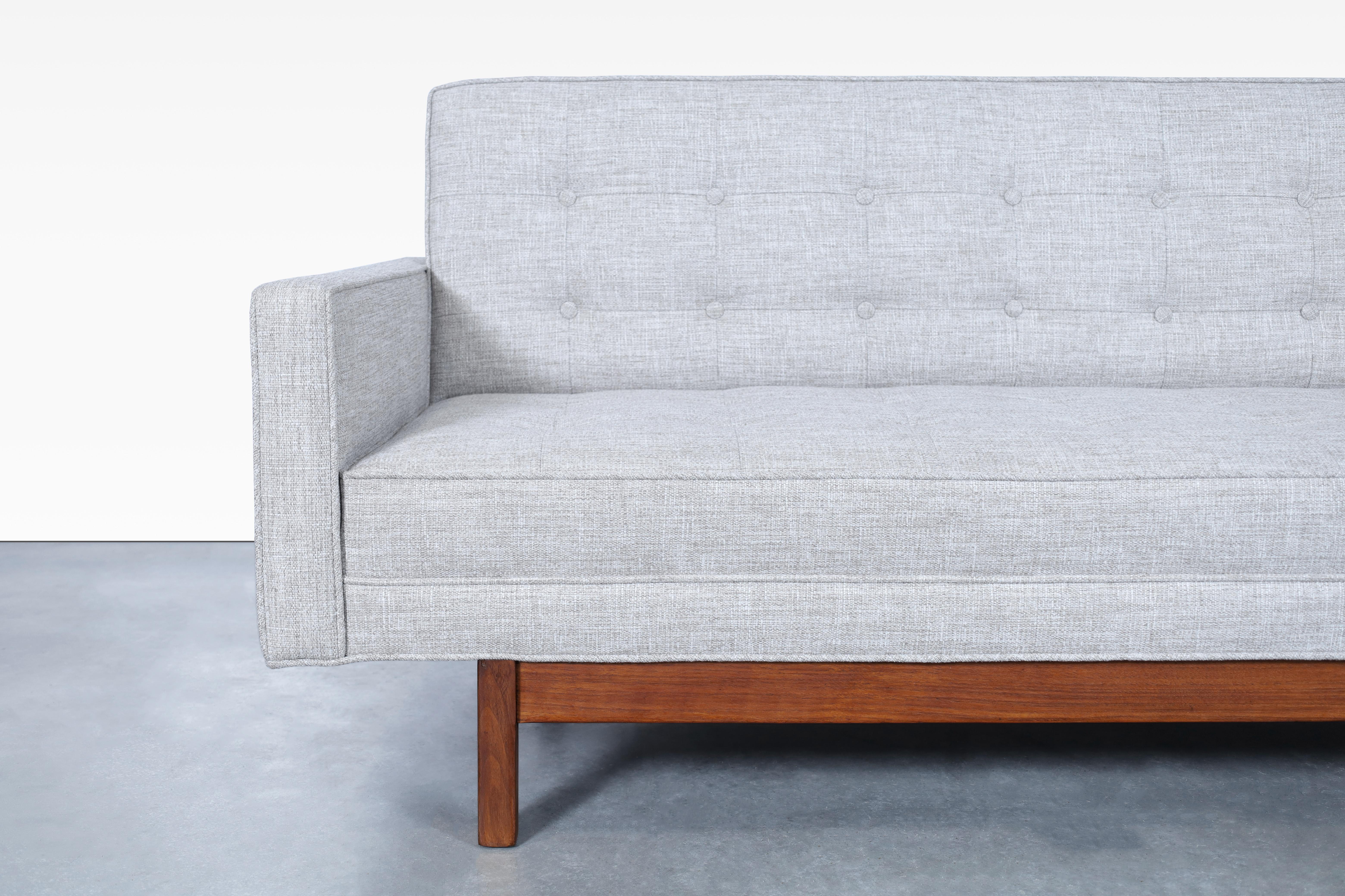 American Mid-Century Modern Walnut Sofa For Sale