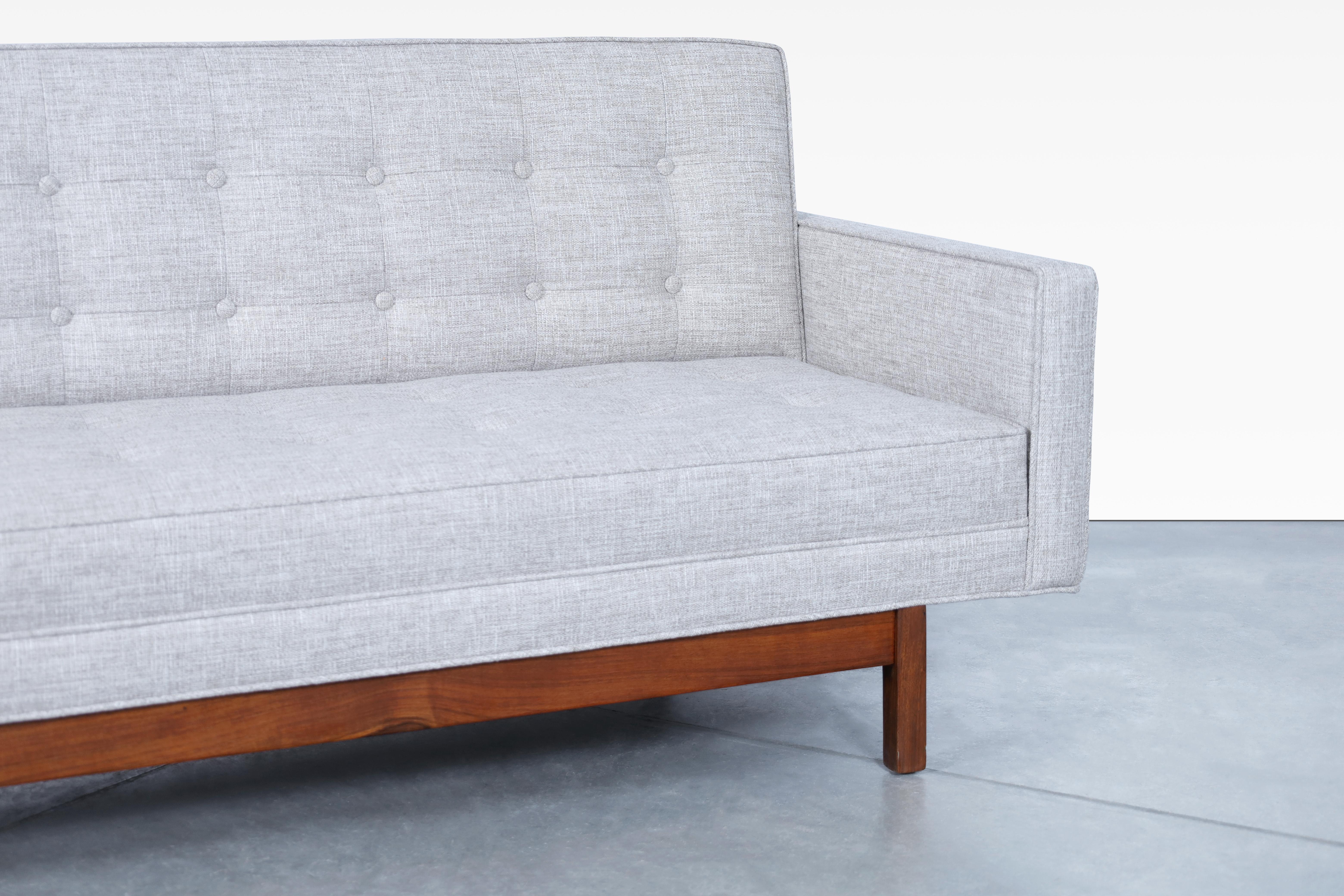 Fabric Mid-Century Modern Walnut Sofa For Sale