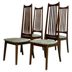 Mid Century MODERN Walnut Spindle Back DINING CHAIRS, Set of 4