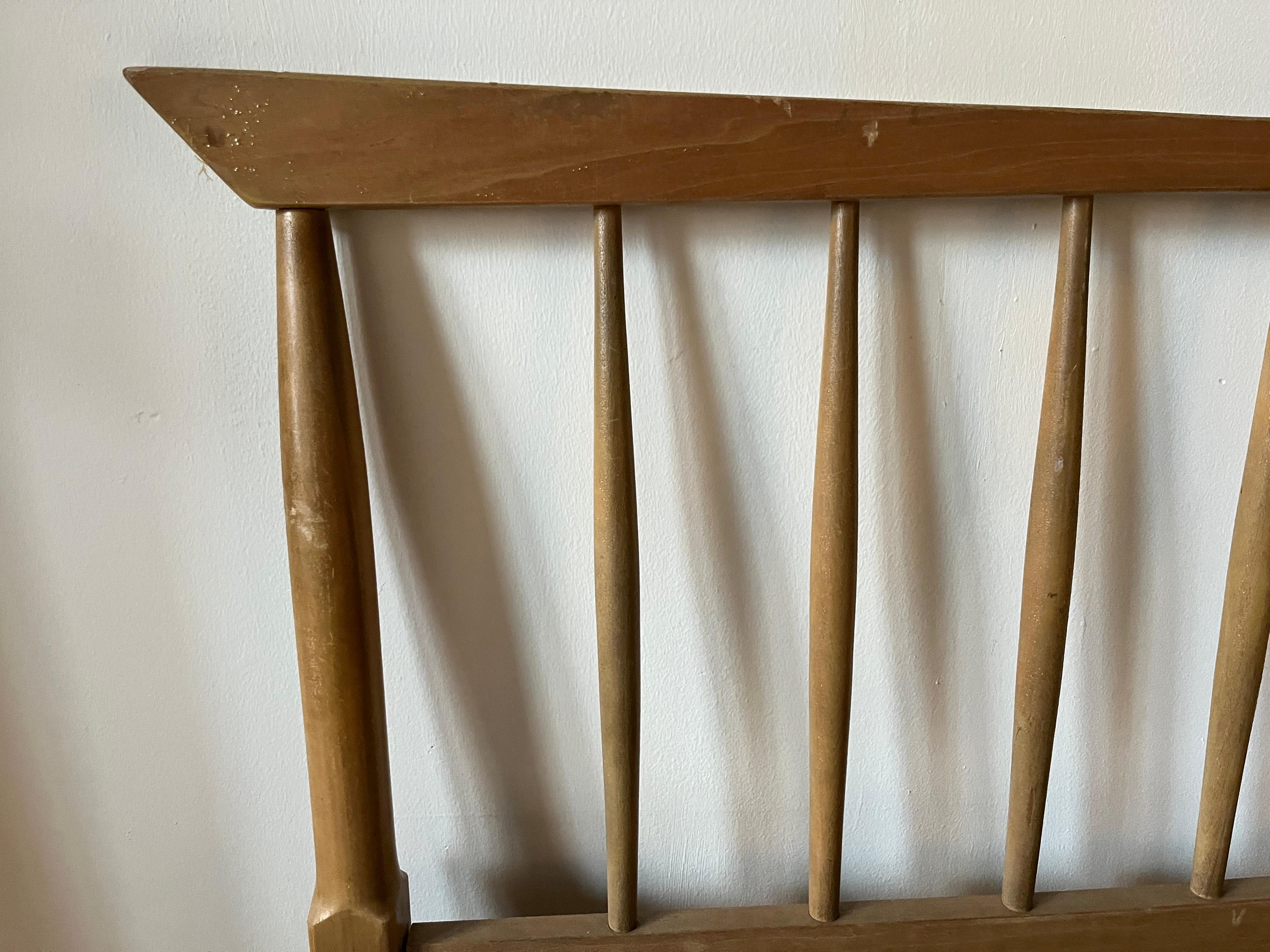 Mid-Century Modern Mid Century Modern Walnut Spindle Twin Size Headboard For Sale