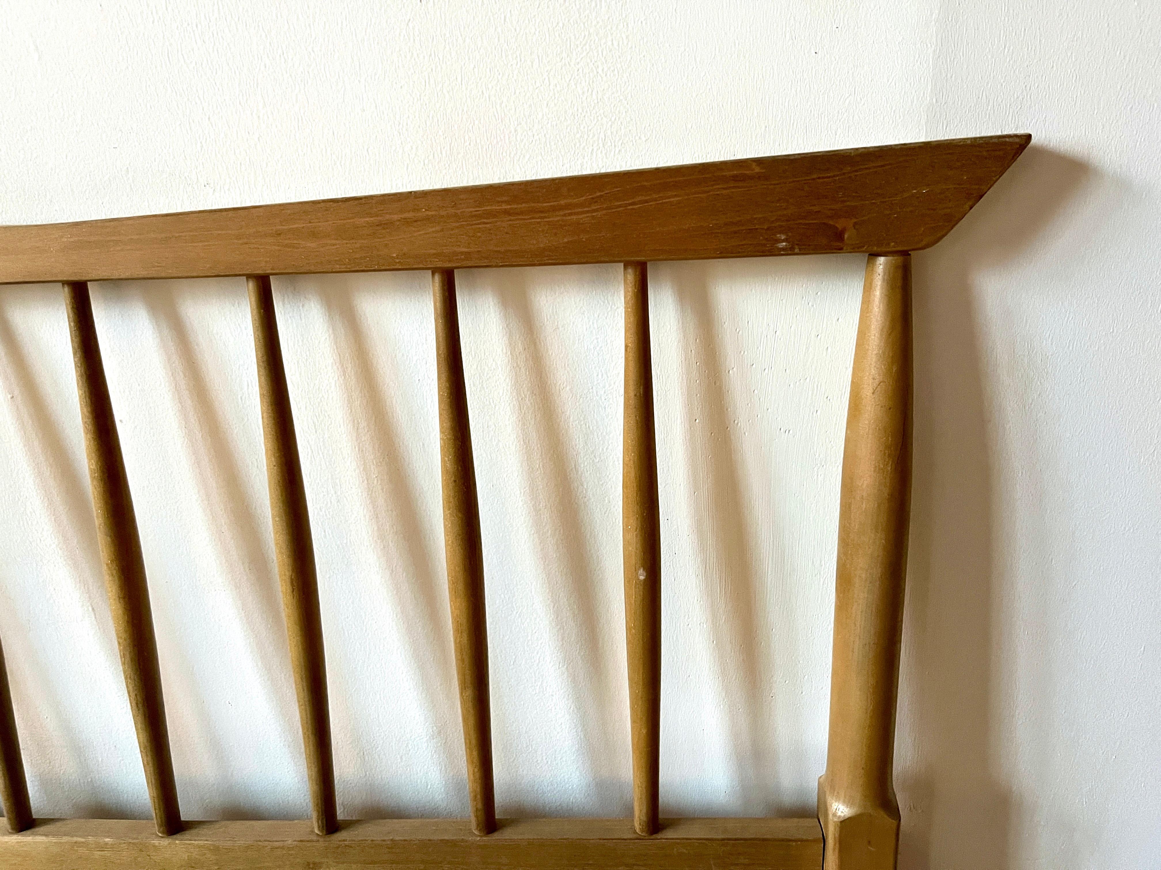 Unknown Mid Century Modern Walnut Spindle Twin Size Headboard For Sale
