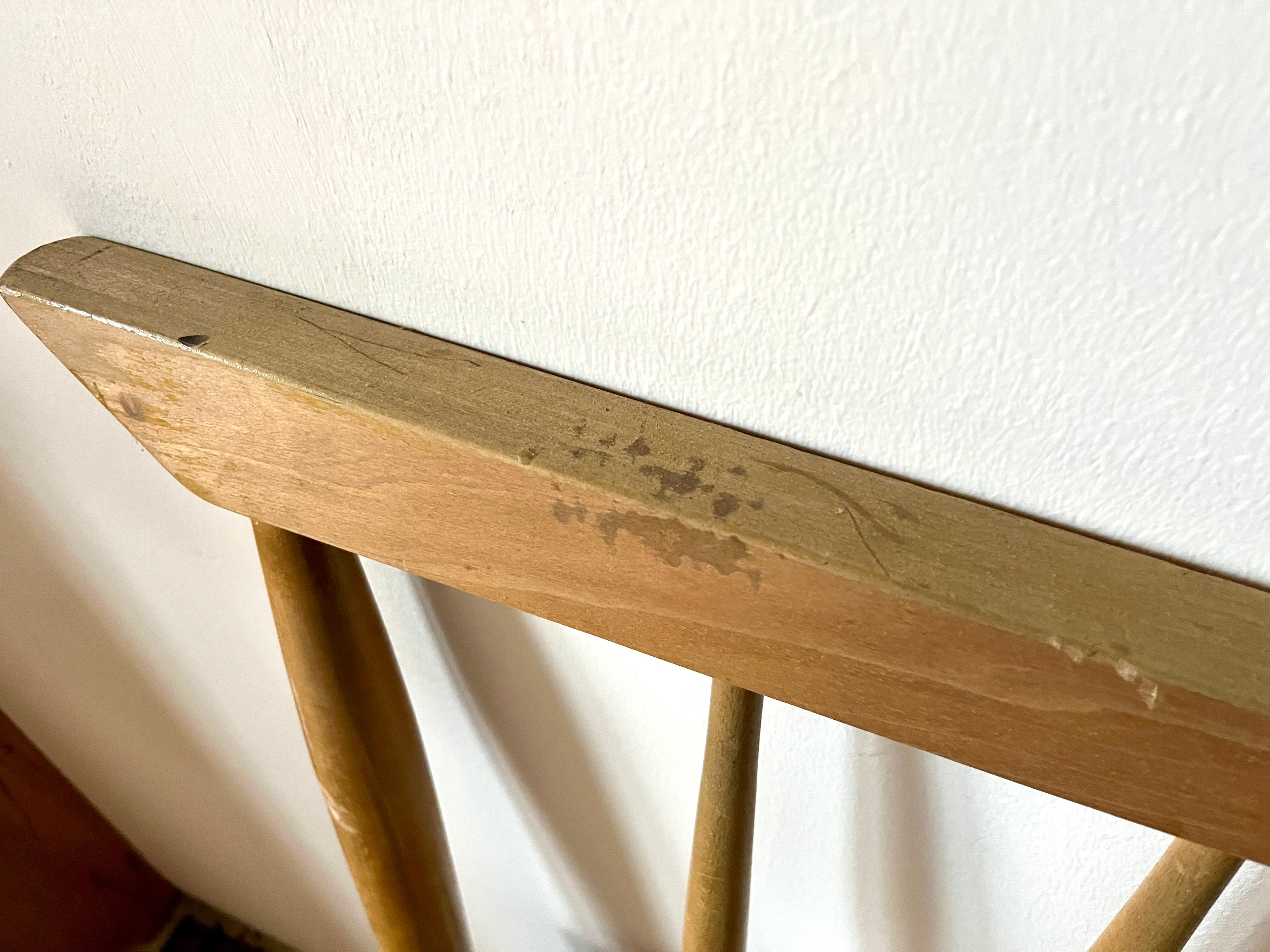 20th Century Mid Century Modern Walnut Spindle Twin Size Headboard For Sale