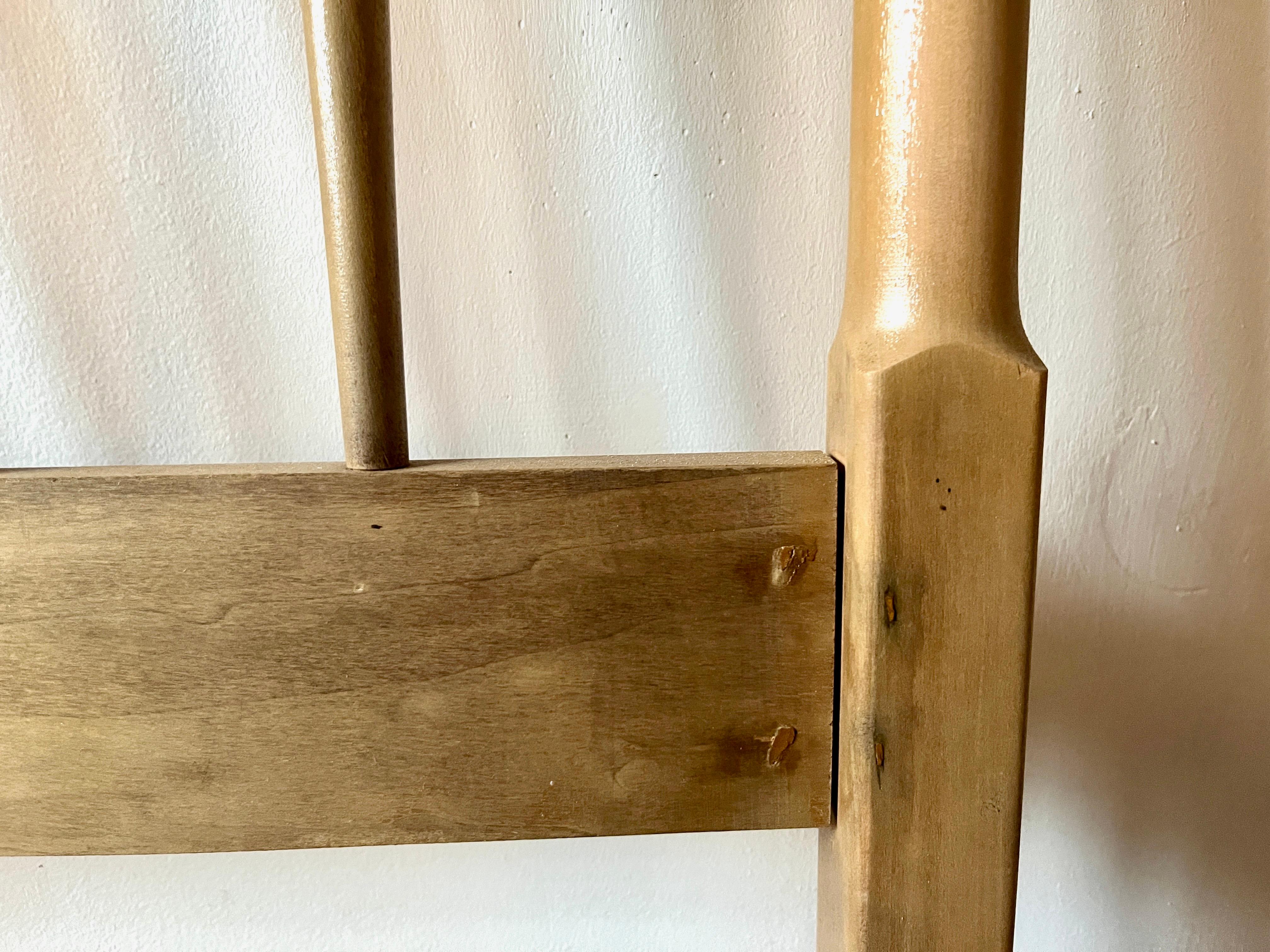 Wood Mid Century Modern Walnut Spindle Twin Size Headboard For Sale