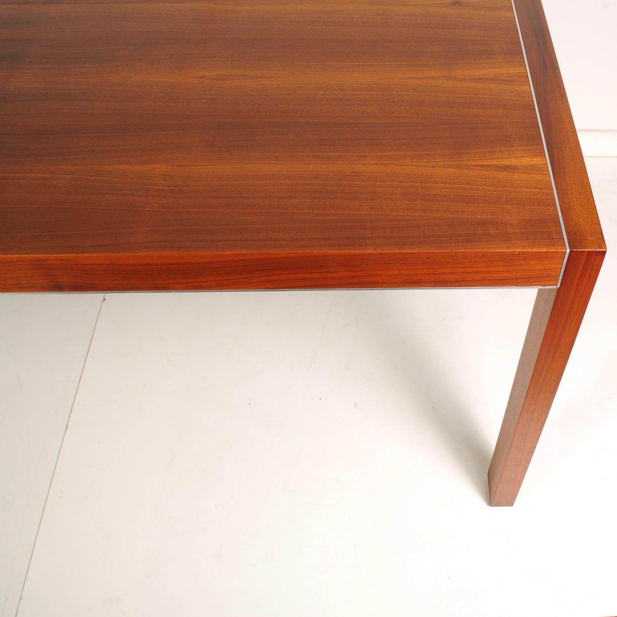 Mid-Century Modern Style Walnut and Stainless Steel Parsons Dining Table 1