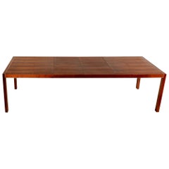 Mid-Century Modern Style Walnut and Stainless Steel Parsons Dining Table