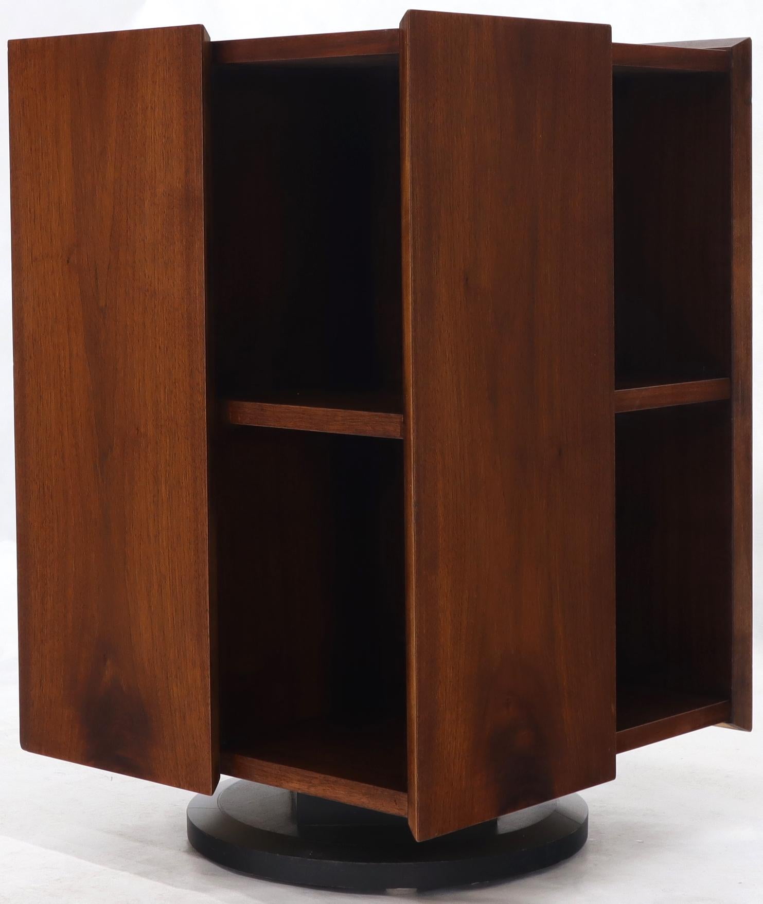 Mid-Century Modern Walnut Stand Revolving Bookcase 5