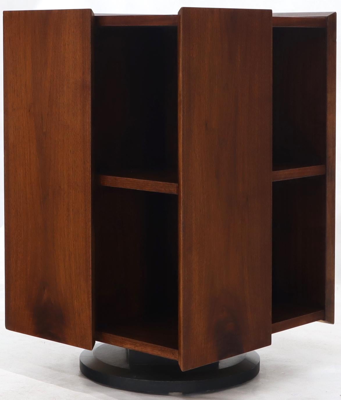 20th Century Mid-Century Modern Walnut Stand Revolving Bookcase
