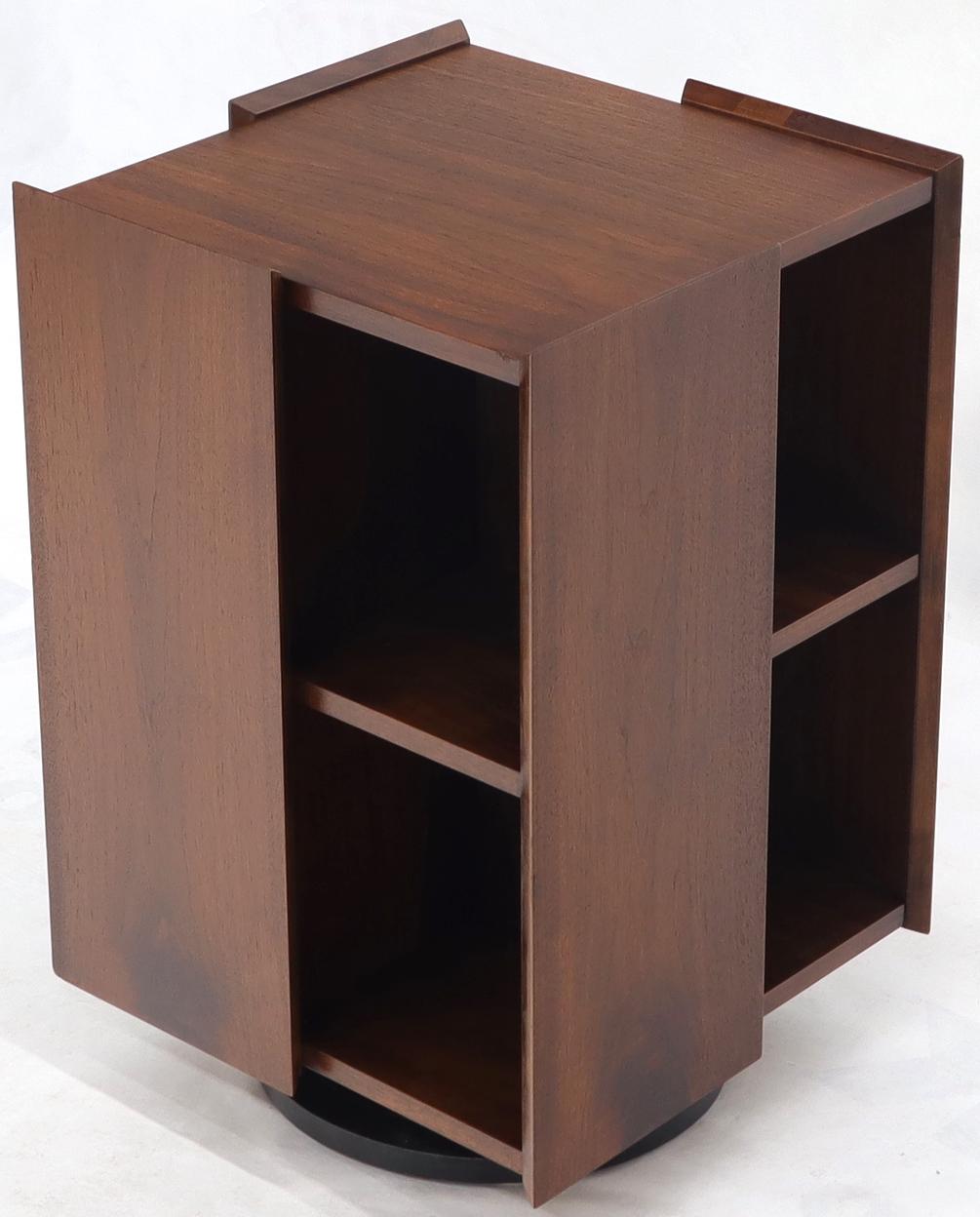 Mid-Century Modern Walnut Stand Revolving Bookcase 1