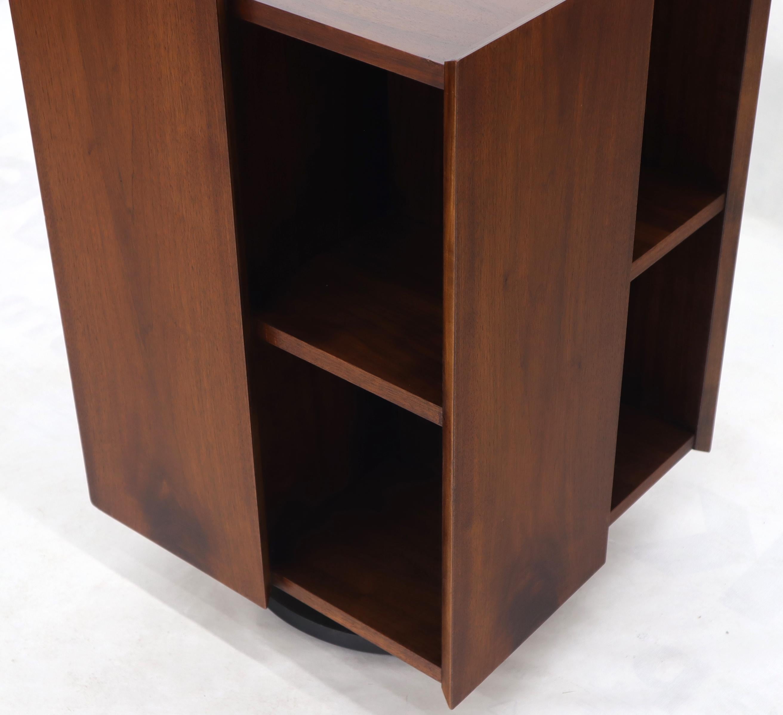 Mid-Century Modern Walnut Stand Revolving Bookcase 3