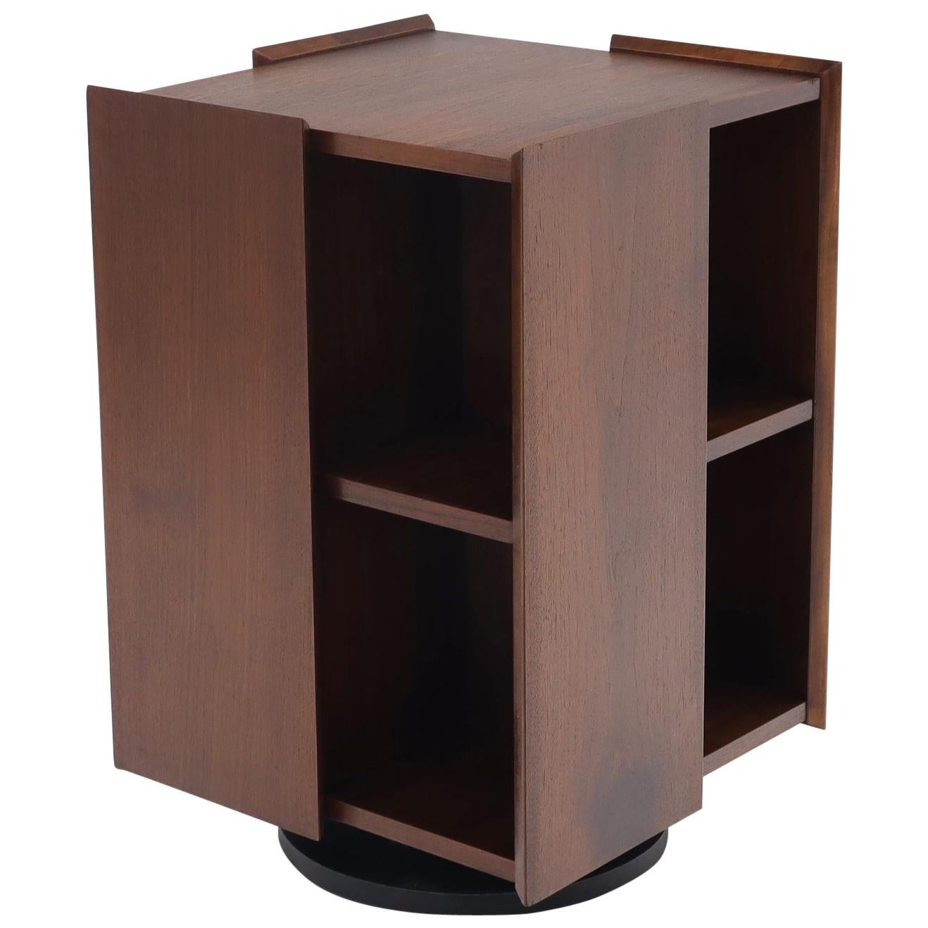 Mid-Century Modern Walnut Stand Revolving Bookcase
