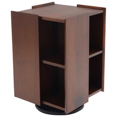Mid-Century Modern Walnut Stand Revolving Bookcase