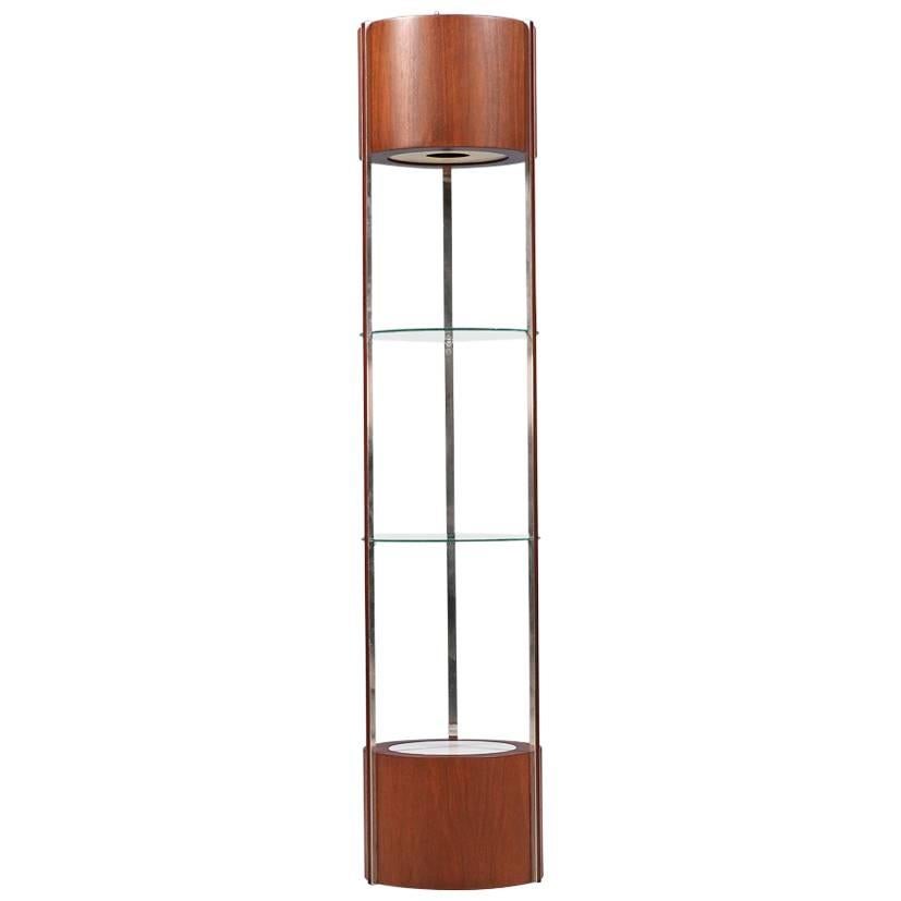 Cabinet de curiosité moderne du milieu du siècle en noyer & acier