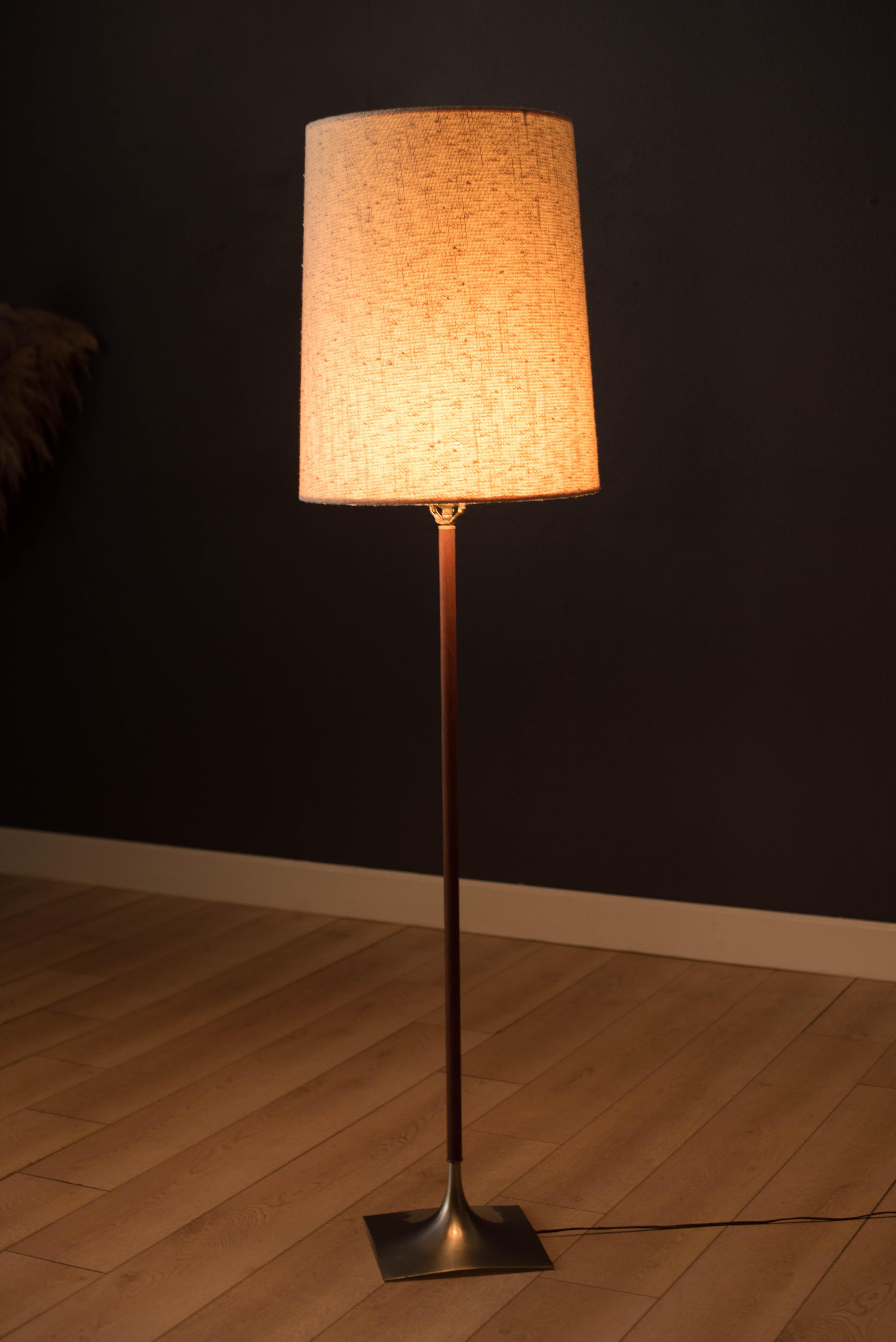 Mid-Century Modern Mid Century Modern Walnut Stem Laurel Floor Lamp