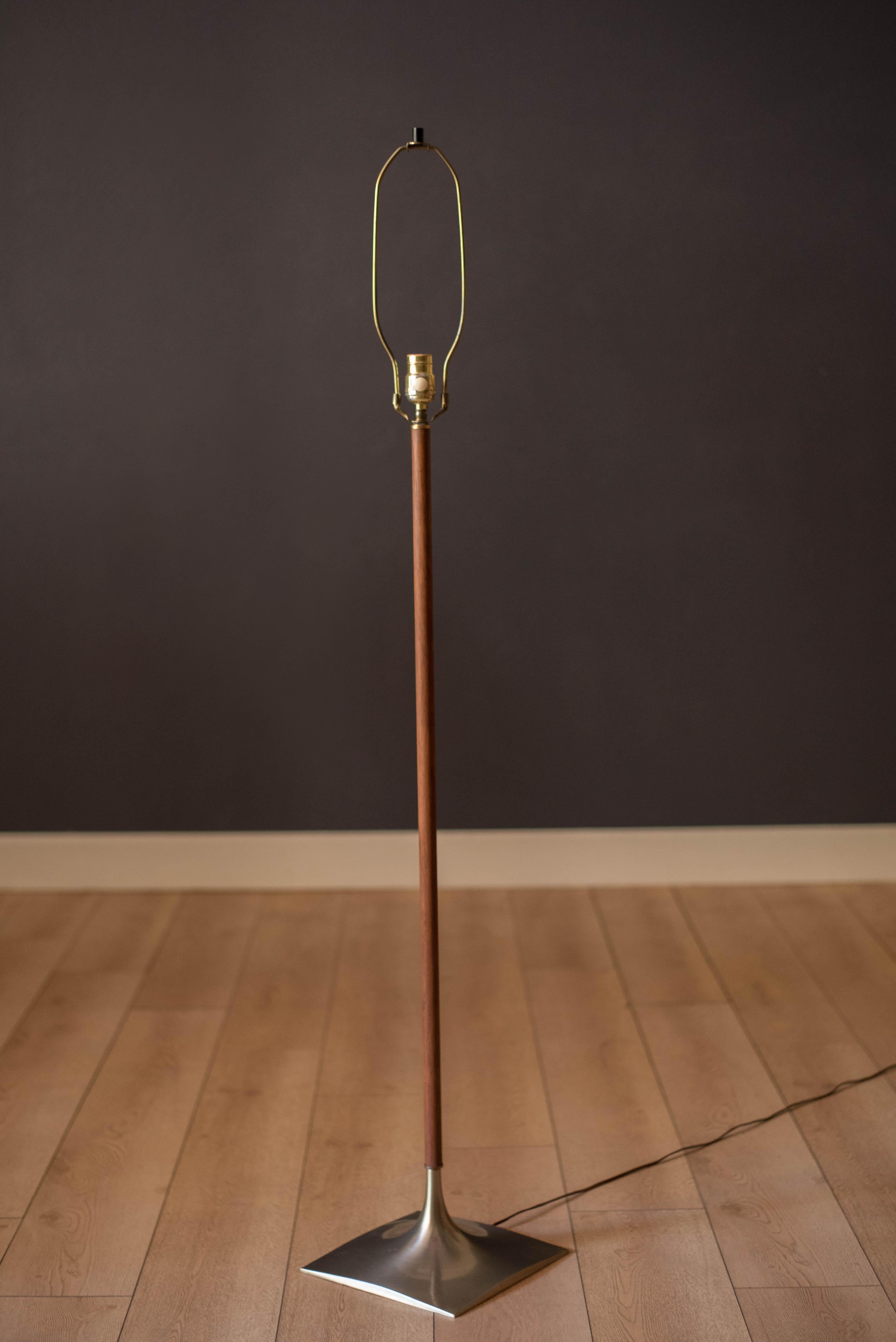 American Mid Century Modern Walnut Stem Laurel Floor Lamp