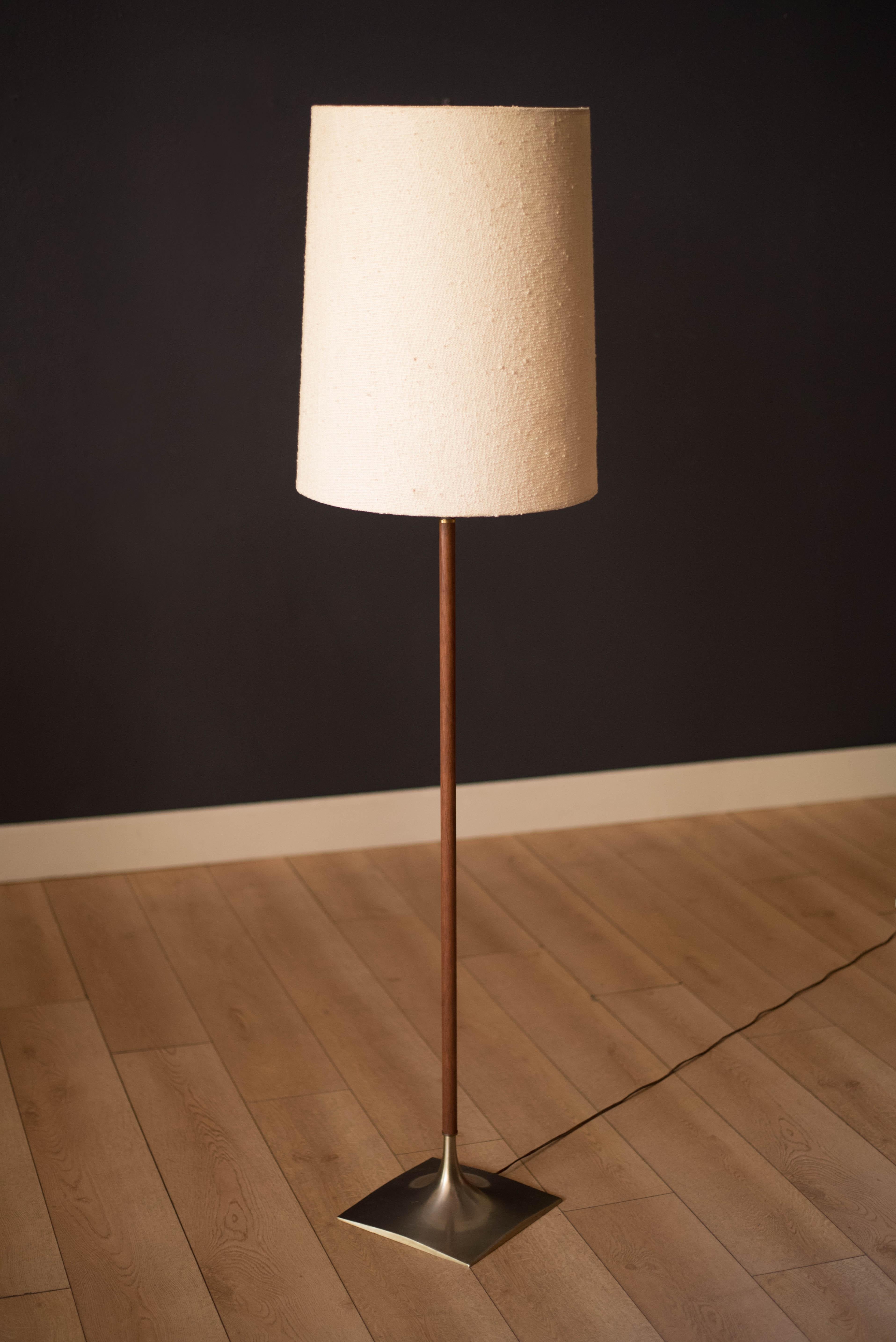 Mid-20th Century Mid Century Modern Walnut Stem Laurel Floor Lamp