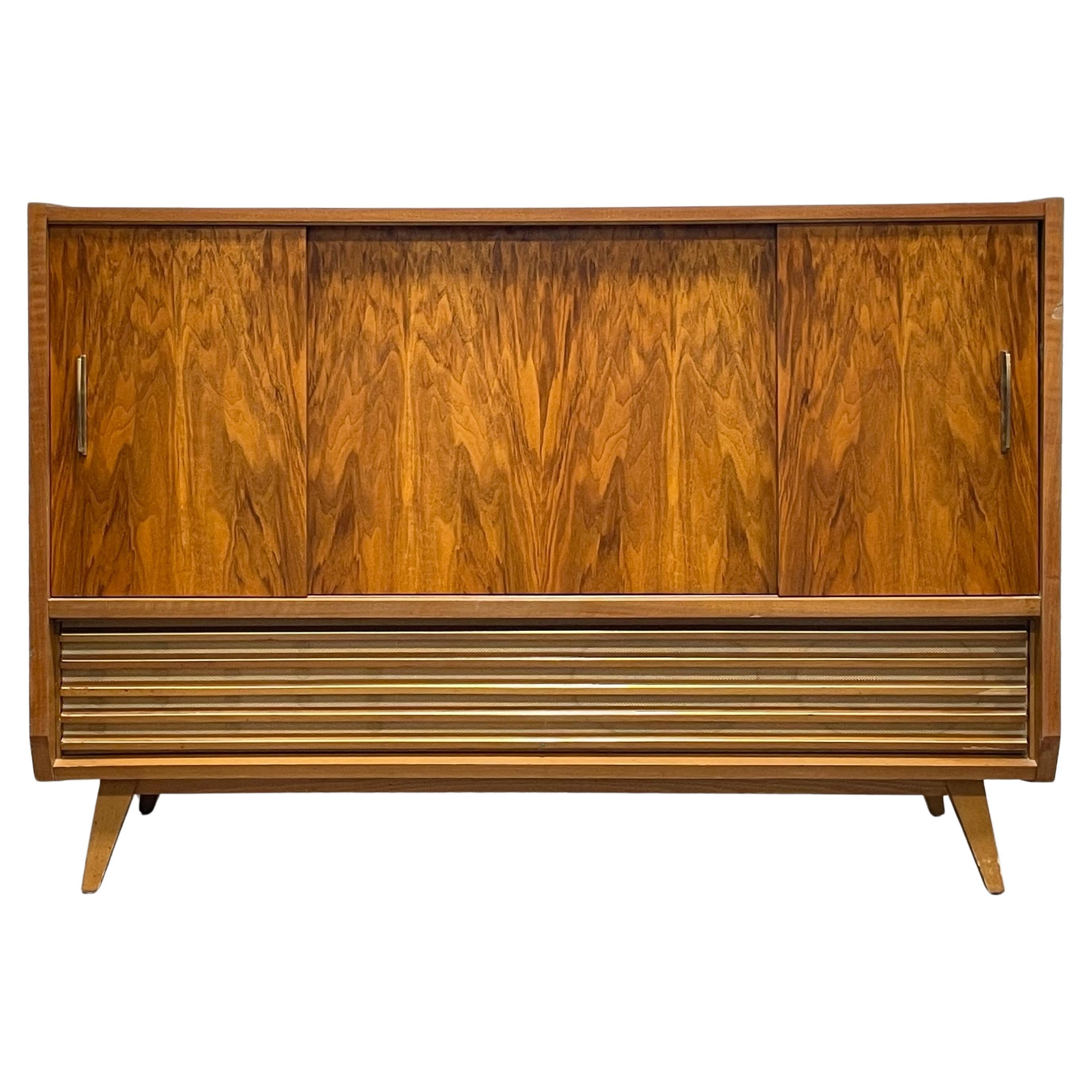 Mid Century Modern Walnut Stereo Console, West Germany, 1959 For Sale