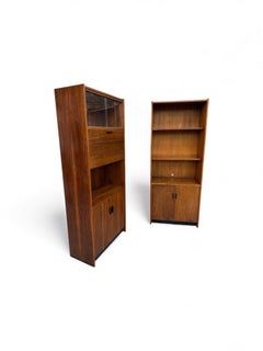 Mid-Century Modern Walnut Storage Cabinets - Set of 2