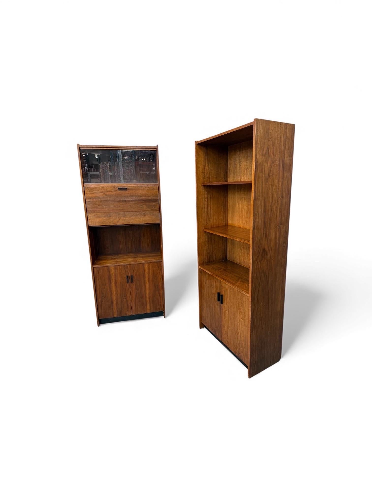 American Mid-Century Modern Walnut Storage Cabinets - Set of 2 For Sale