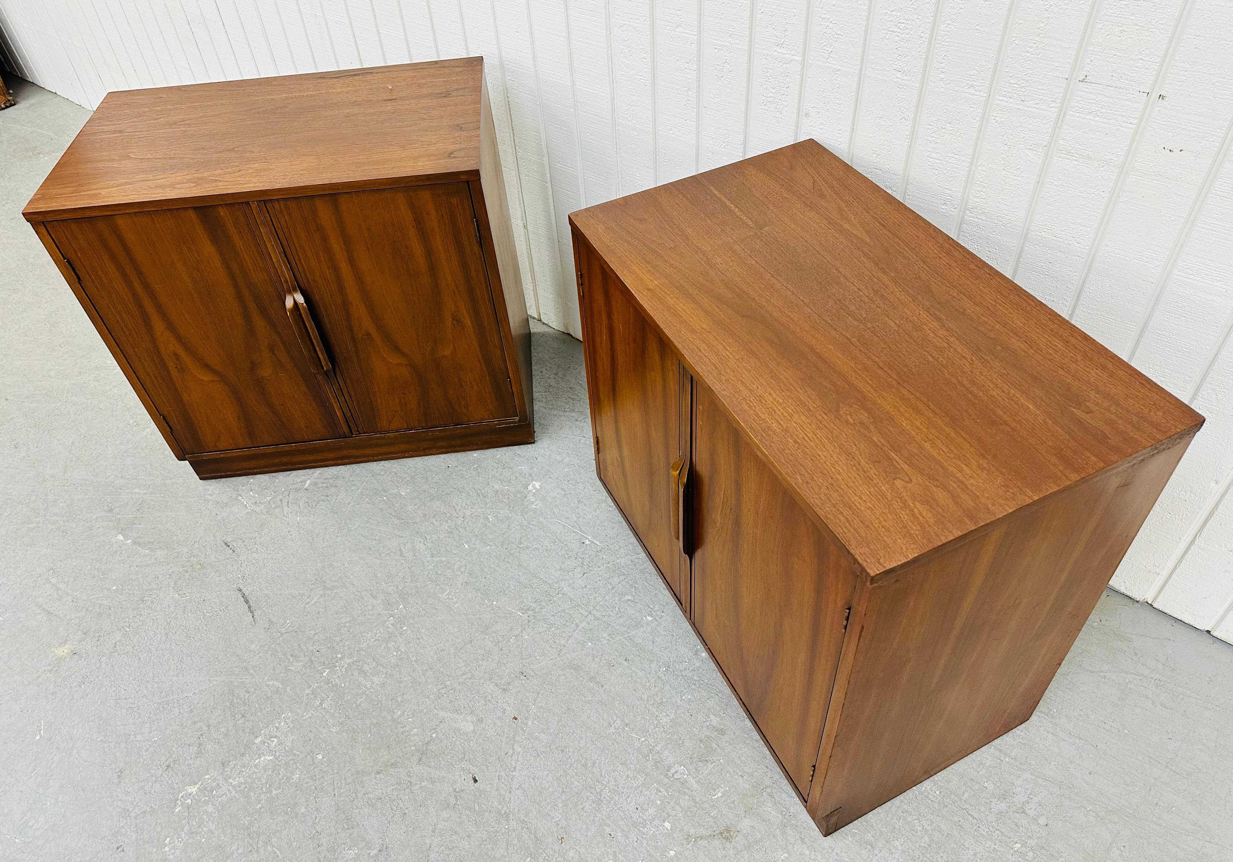 Wood Mid-Century Modern Walnut Storage Cabinets - Set of 2 For Sale