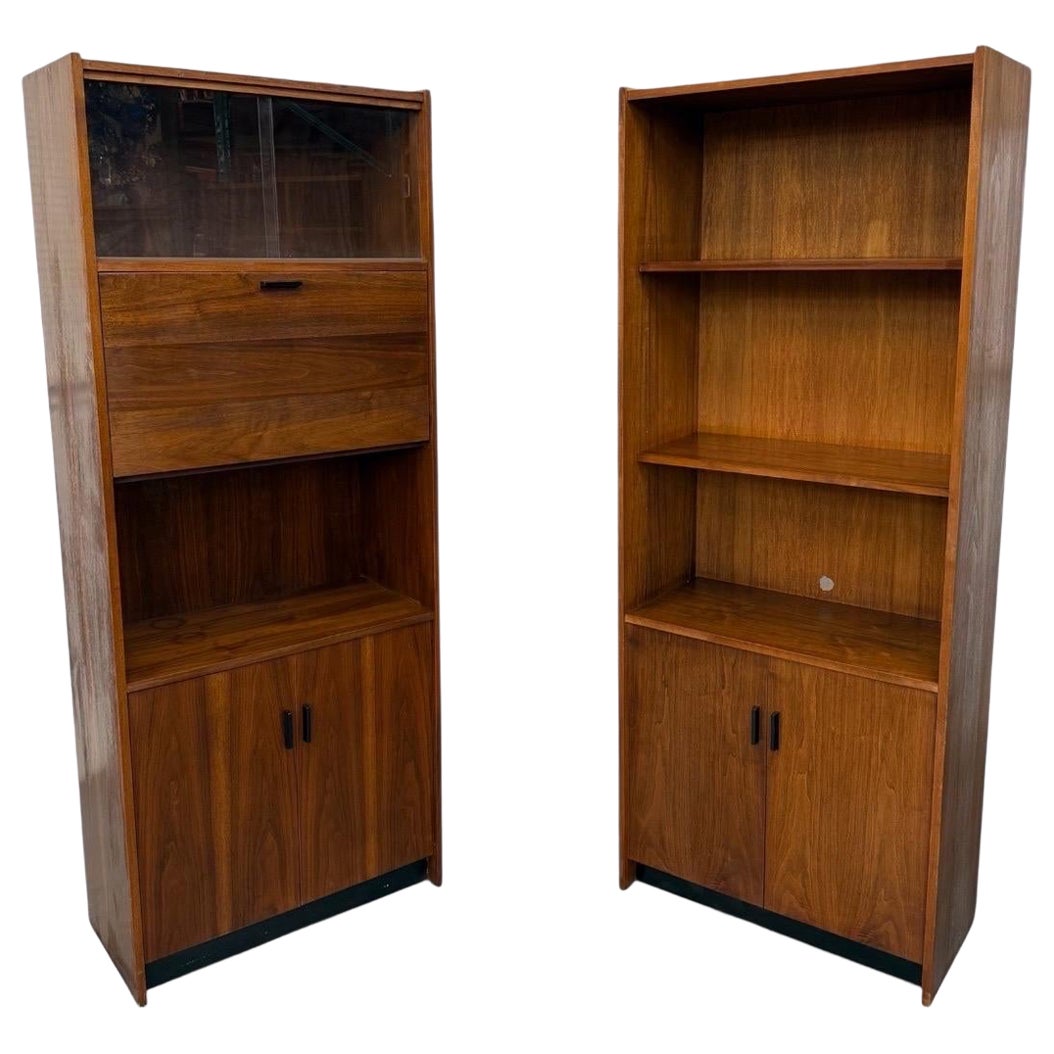 Mid-Century Modern Walnut Storage Cabinets - Set of 2