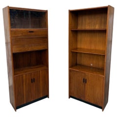 Mid-Century Modern Walnut Storage Cabinets - Set of 2