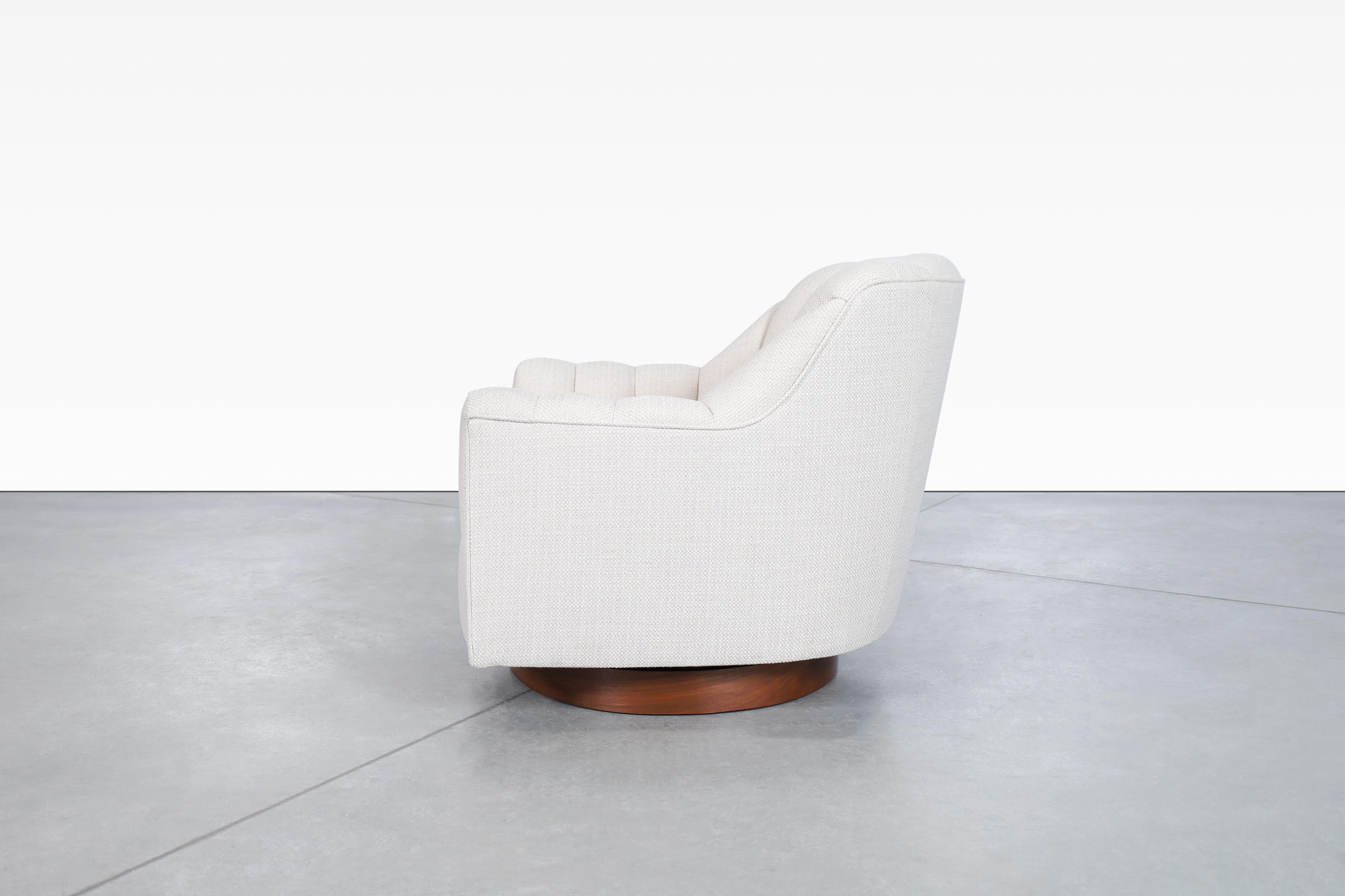 Mid-Century Modern Walnut Swivel Lounge Chairs 5