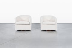 Mid-Century Modern Walnut Swivel Lounge Chairs